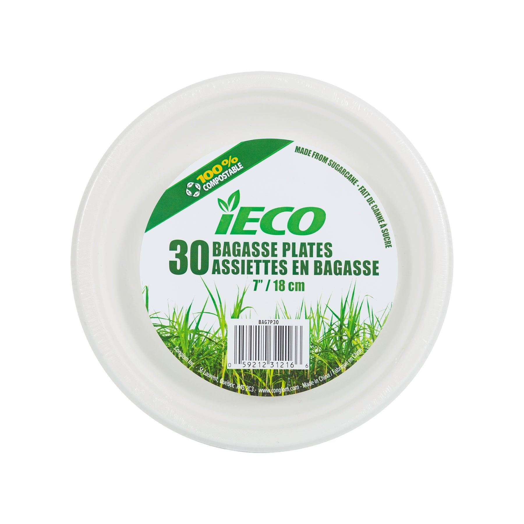 iEco 30 Bagasse Plates 7in