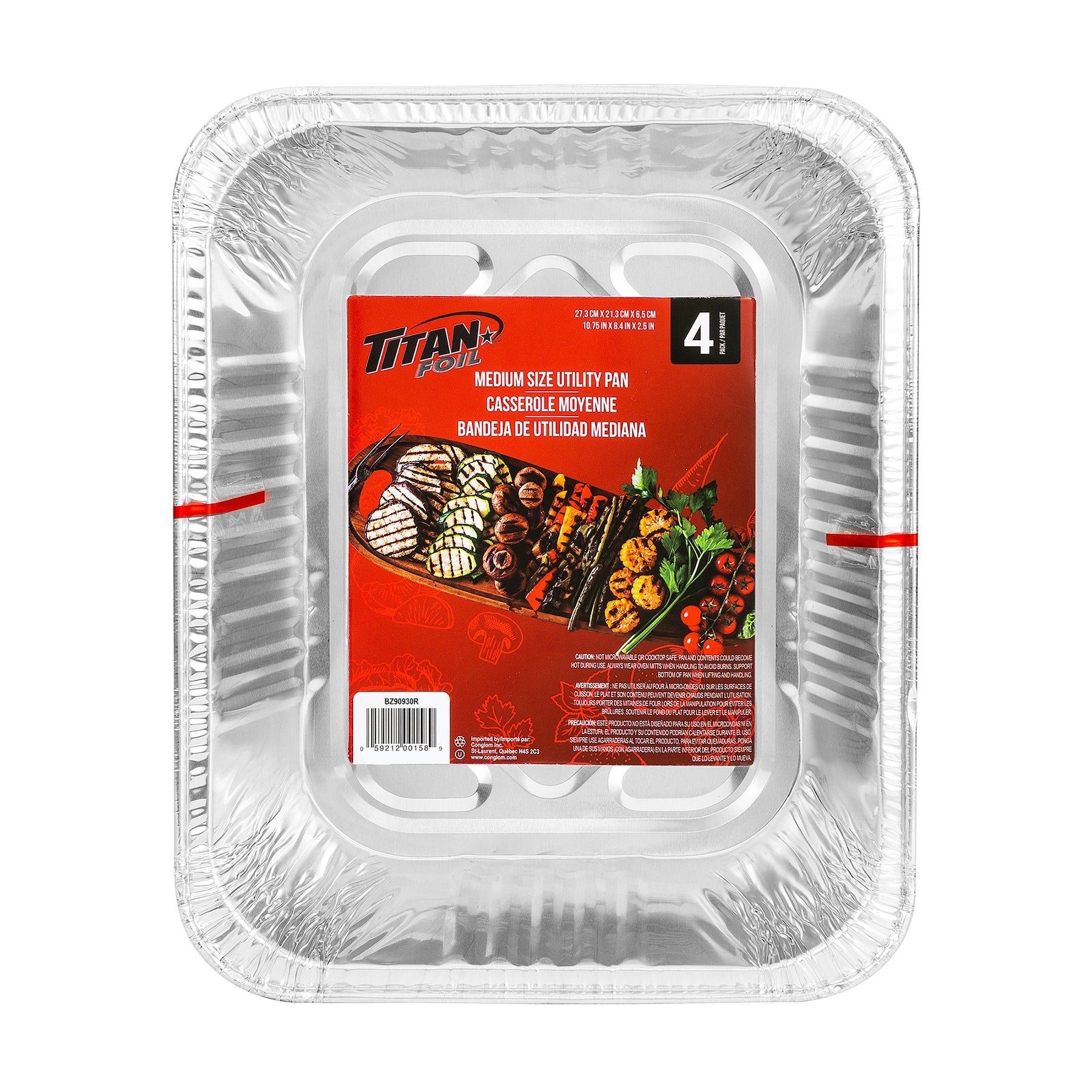 Titan 4 Aluminium Mid Size Utility Pans 10.75x8.4x2.5in