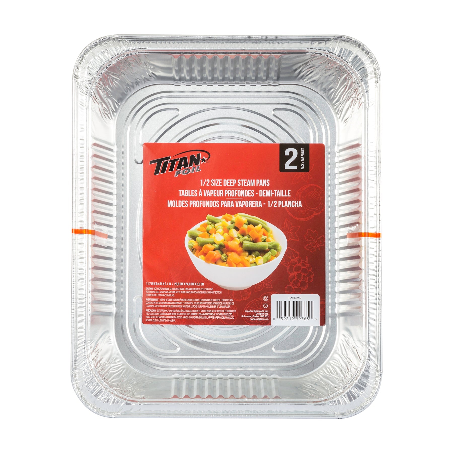 Titan 2 Aluminium Deep Half Size Steam Table Pans 11.7x9.4x2.1in