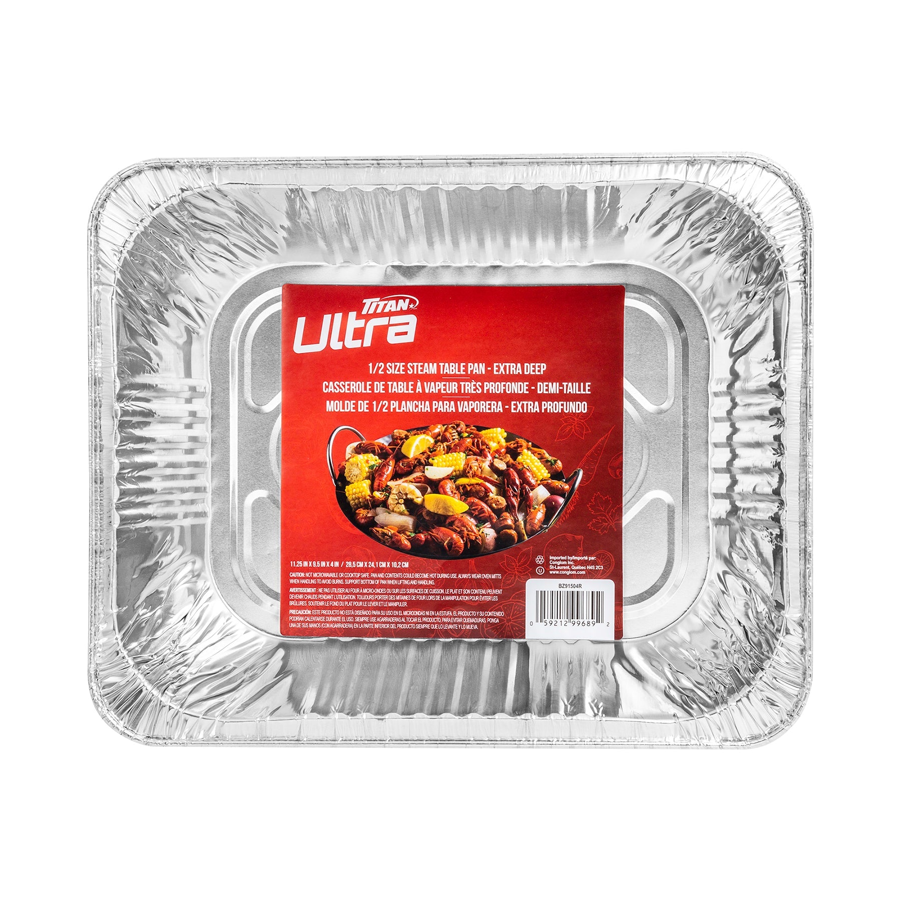 Titan Aluminium Extra Deep Half Size Steam Table Pan 11.2x9.4x4in