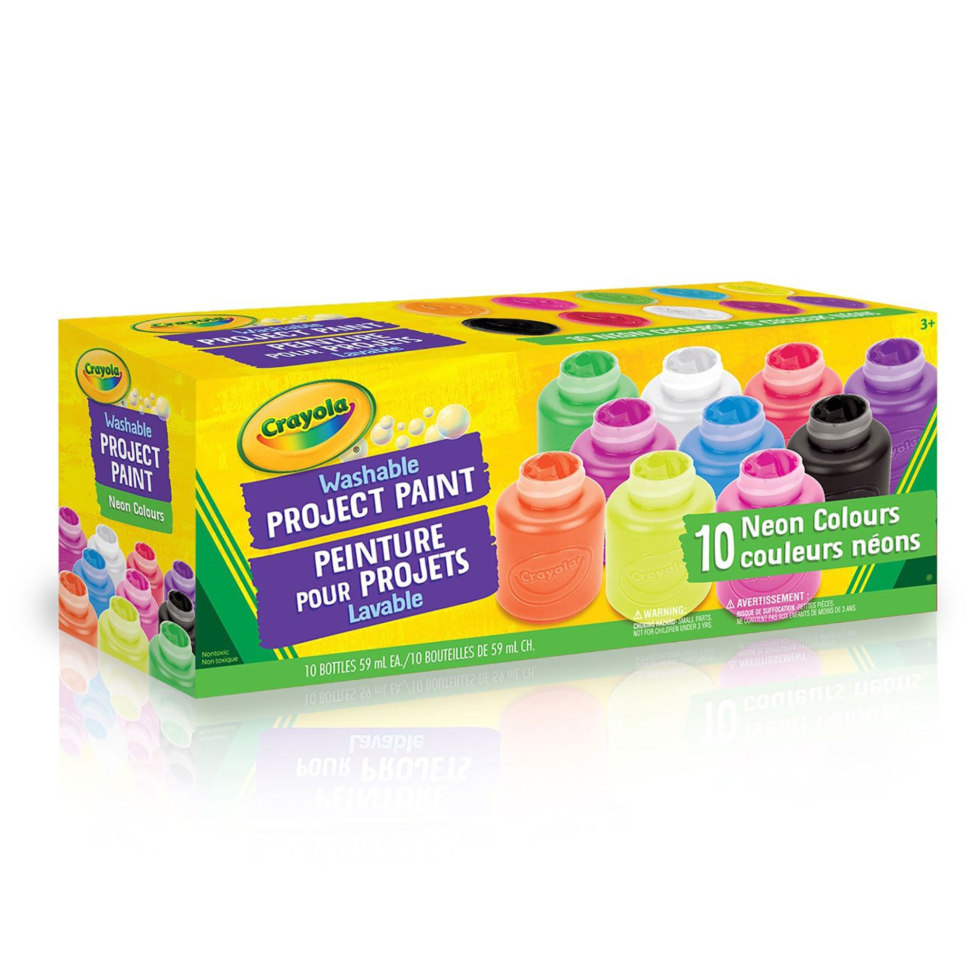 Crayola 10 Paint Jars for Kids - Neon - Washable 59ml