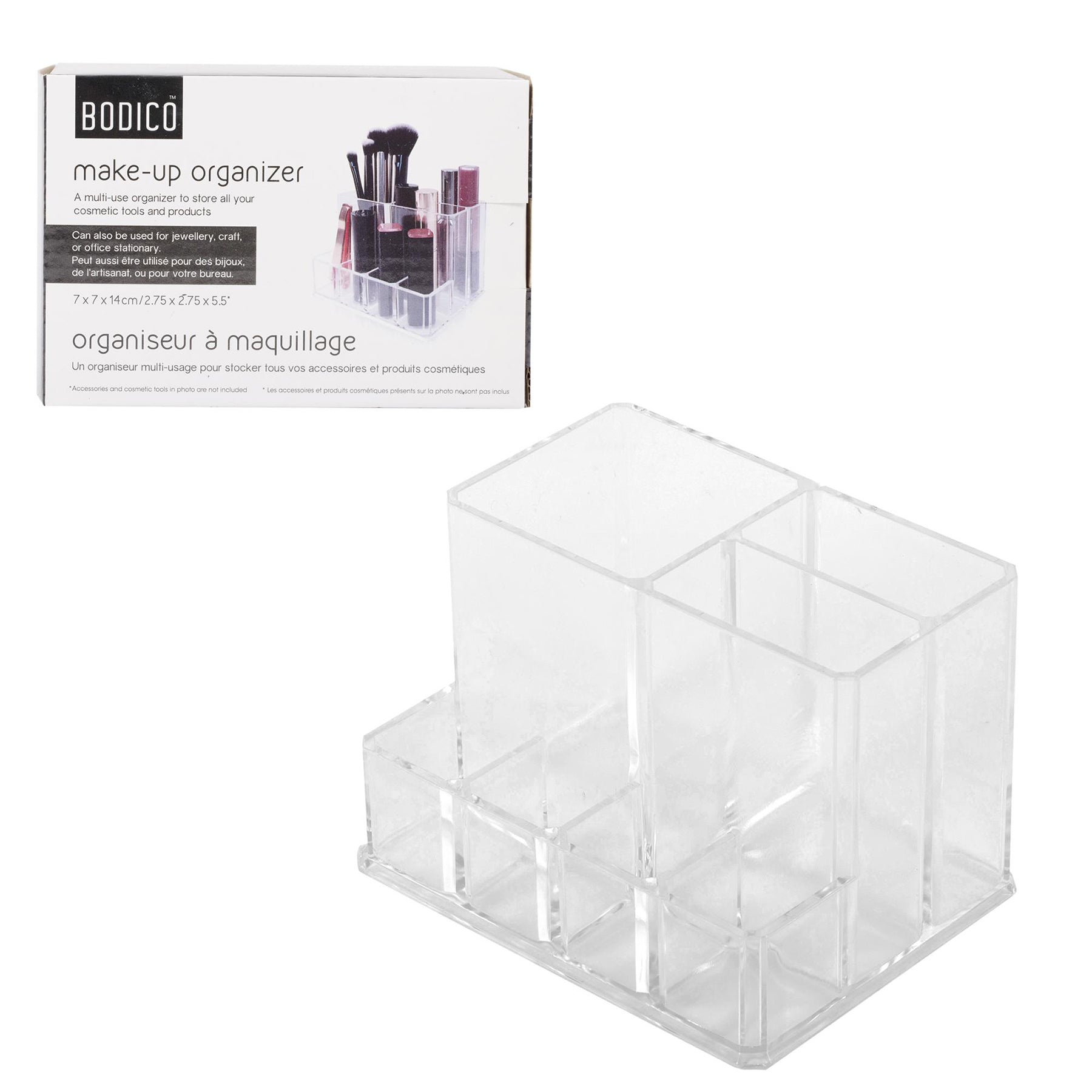 Bodico Make-up Organizer Clear Acrylic 2.75x2.75x5.5in