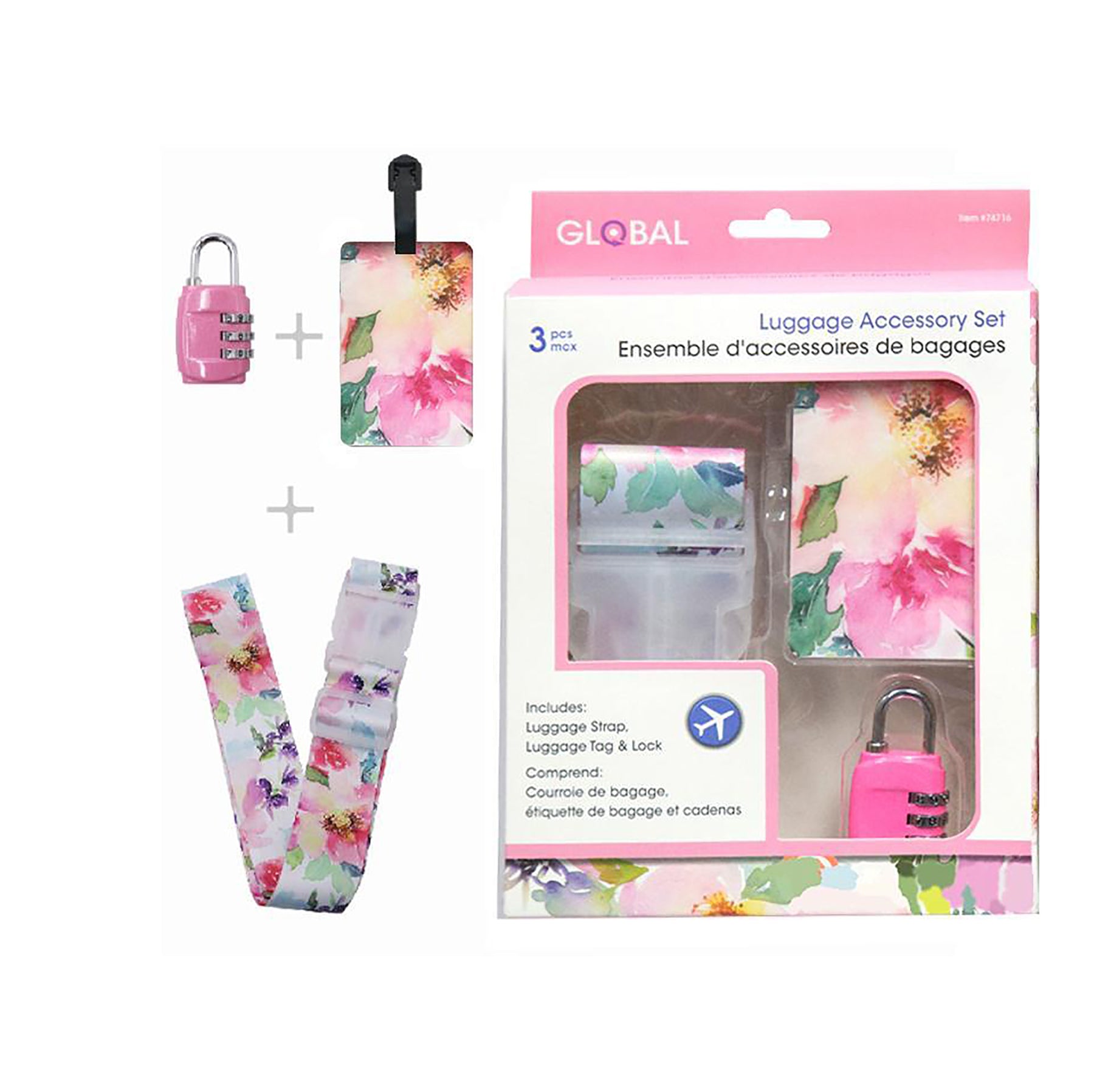 Global 3pcs Luggage Set Floral 