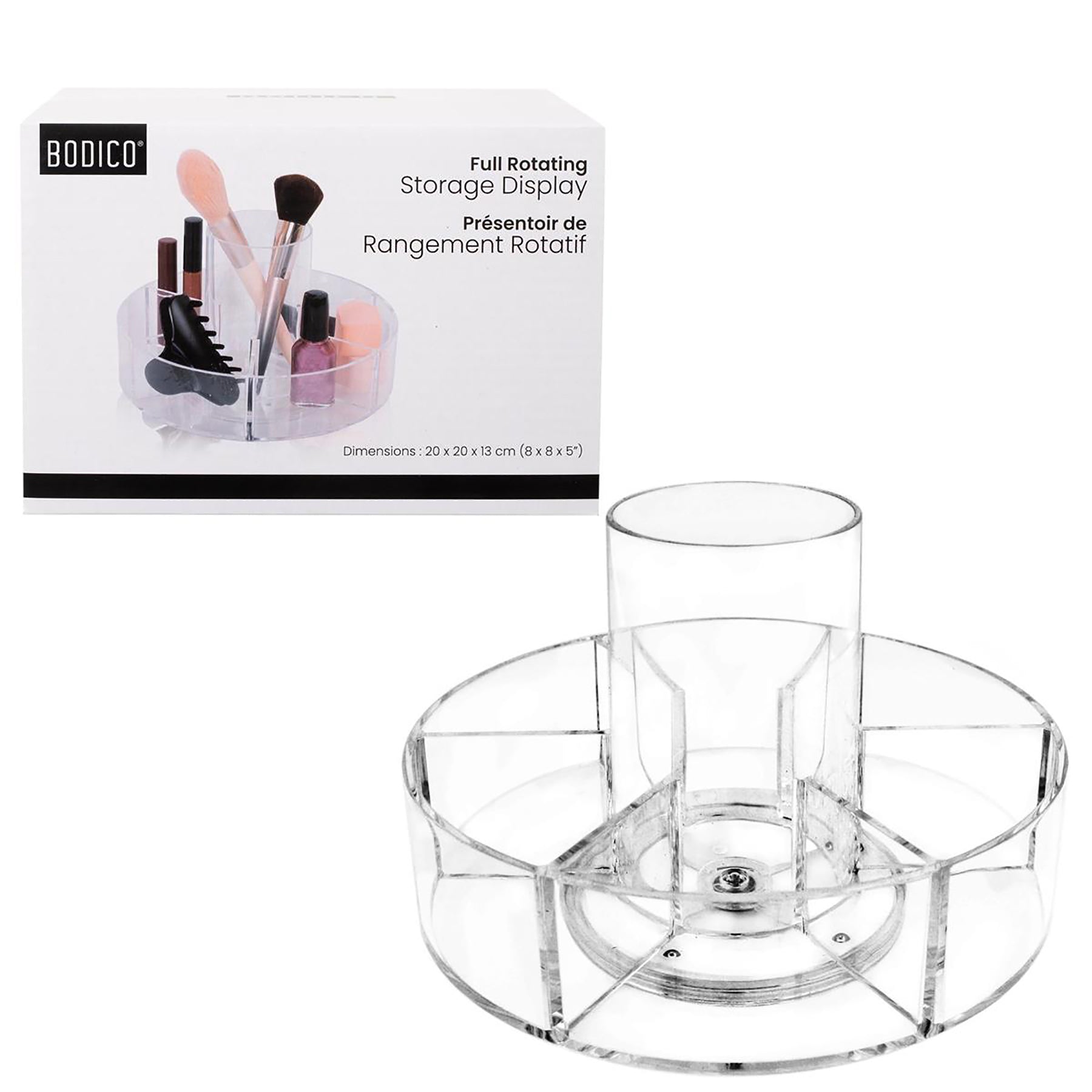 Bodico Cosmetic Organizer Lazy Susan Clear Plastic 8x8x5in