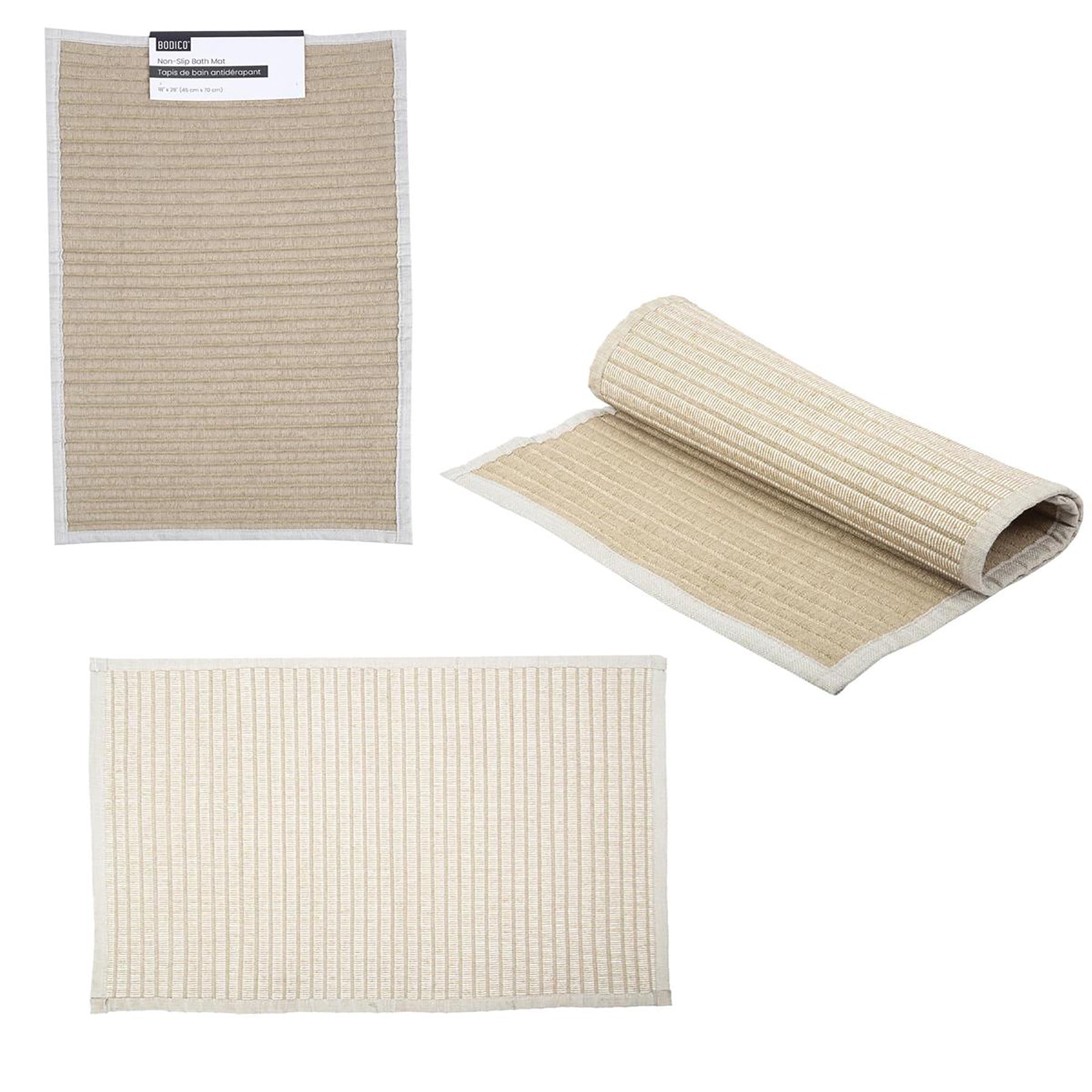 Bodico Non-slip Bath Mat Beige 17.7x27.5in