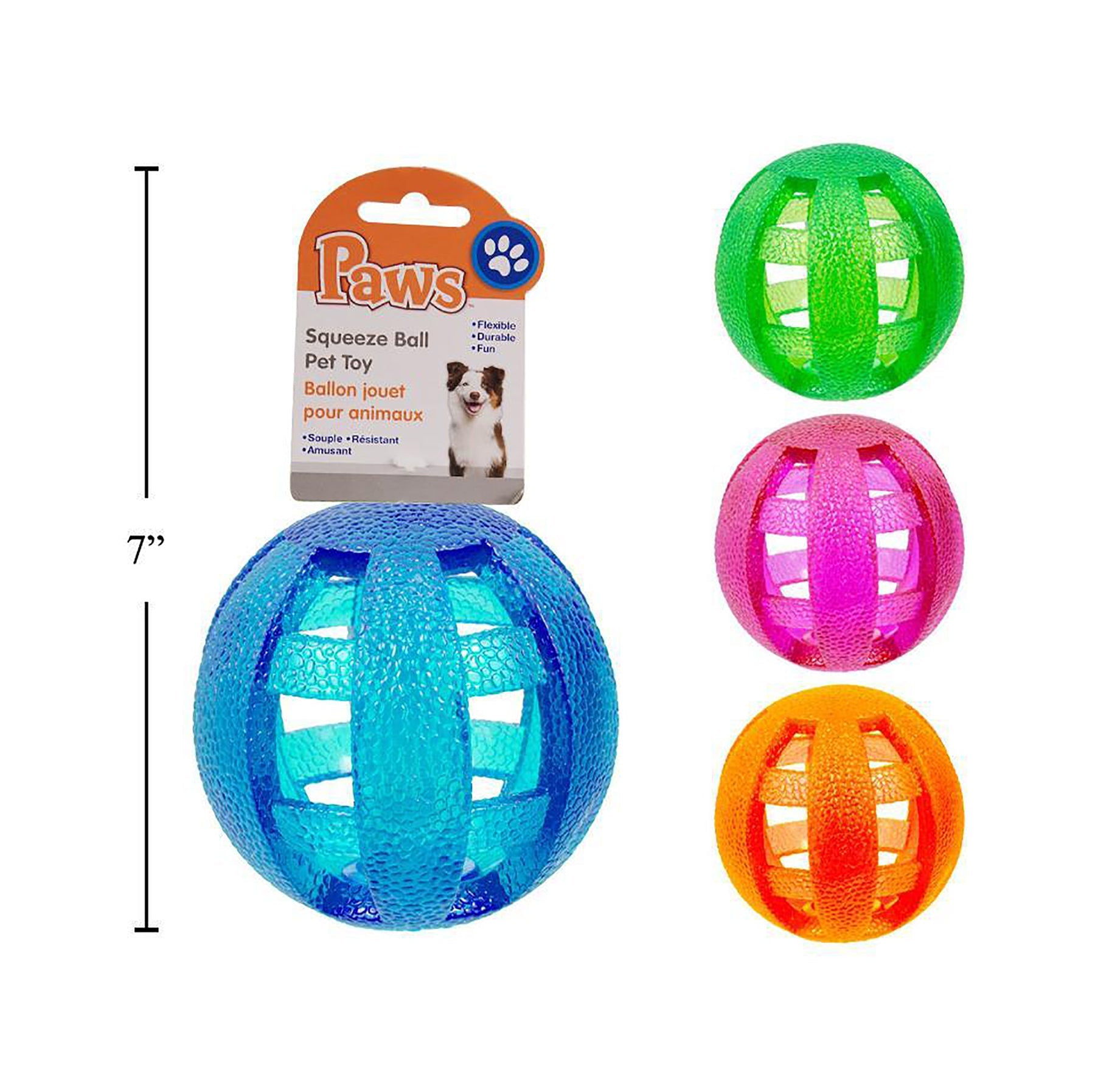 PAWS Squeeze Ball Pet Toy 3.25in