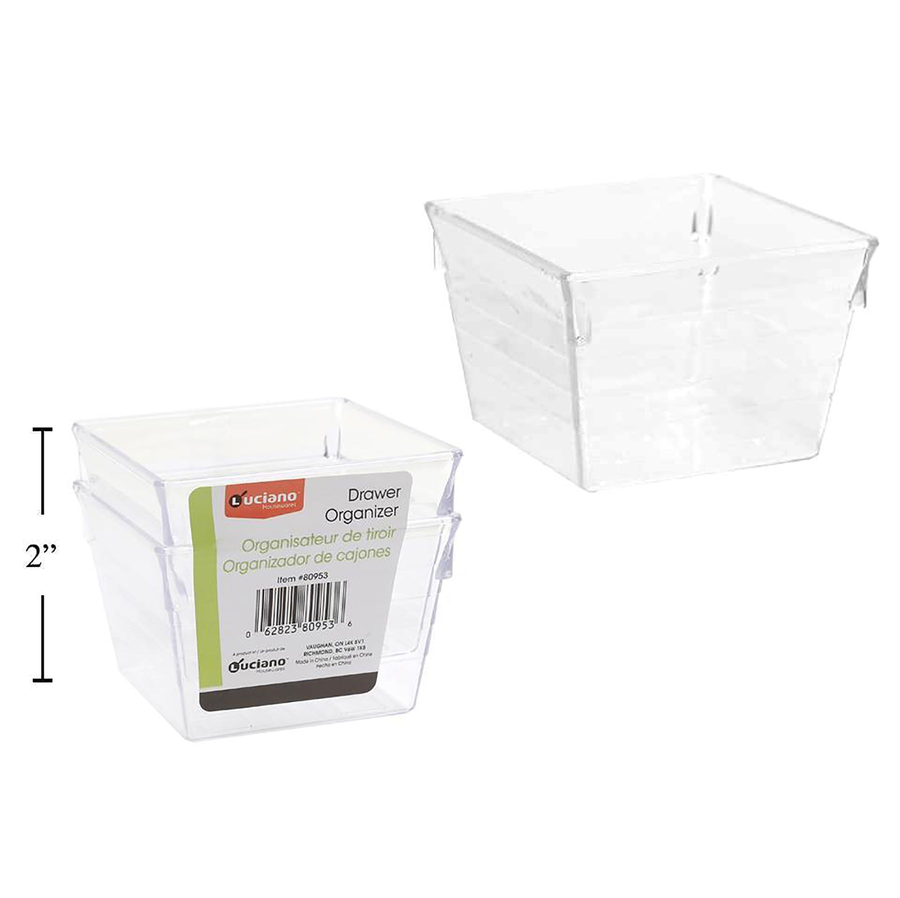 Luciano 2 Drawer Organizers Clear Plastic 3x3x2in