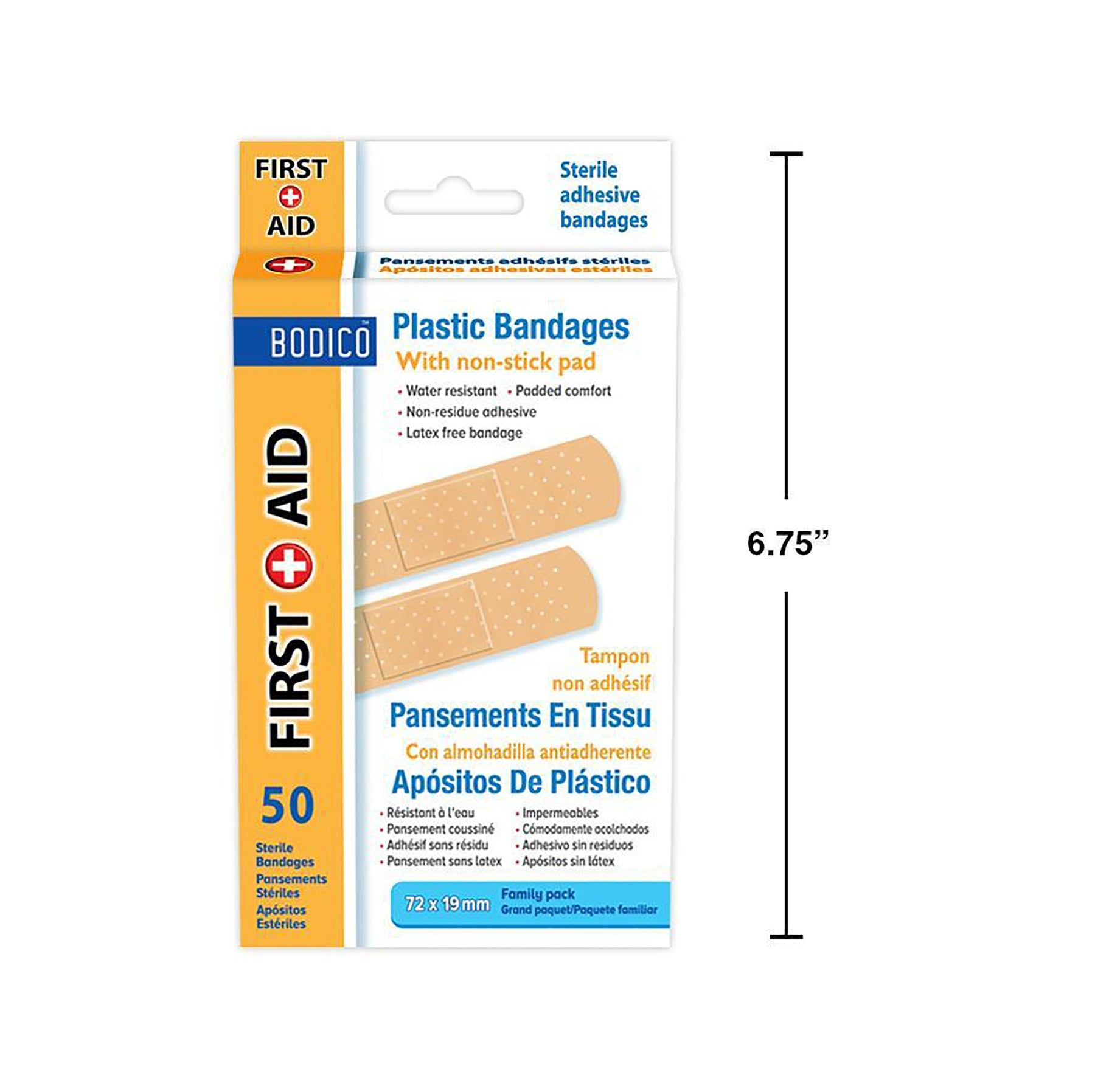 Bodico 50 Pvc Bandages 2.8x0.7in Standard Size