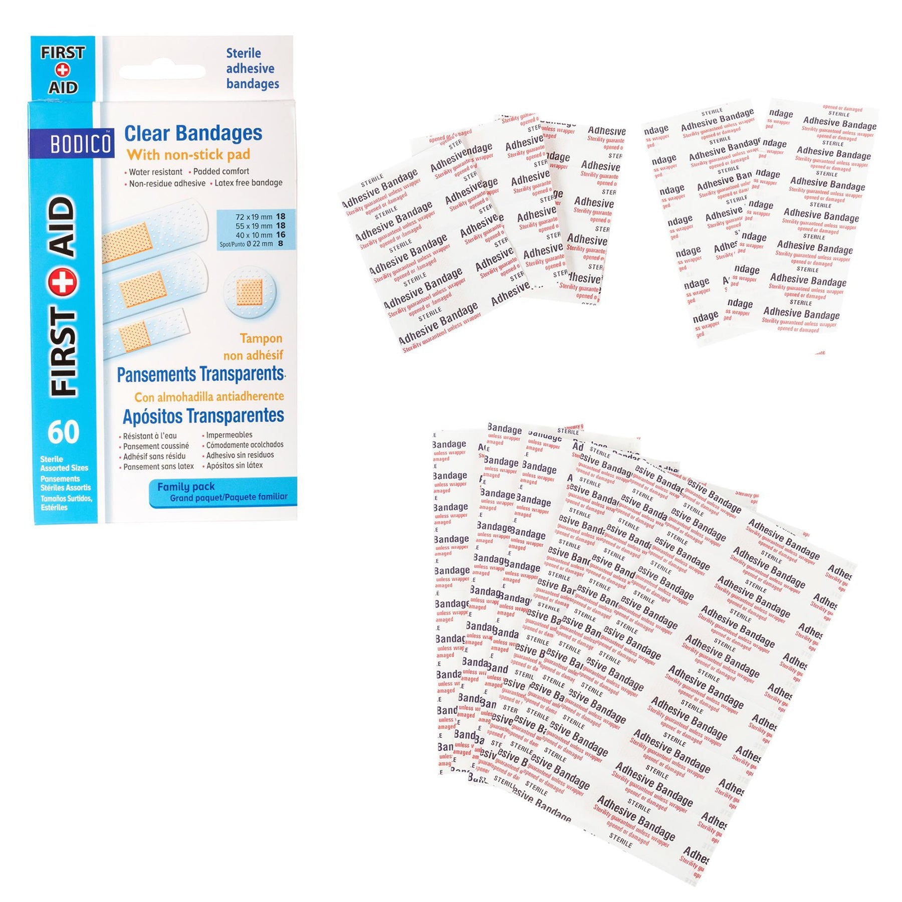 Bodico 60 Clear Bandages Assorted Sizes