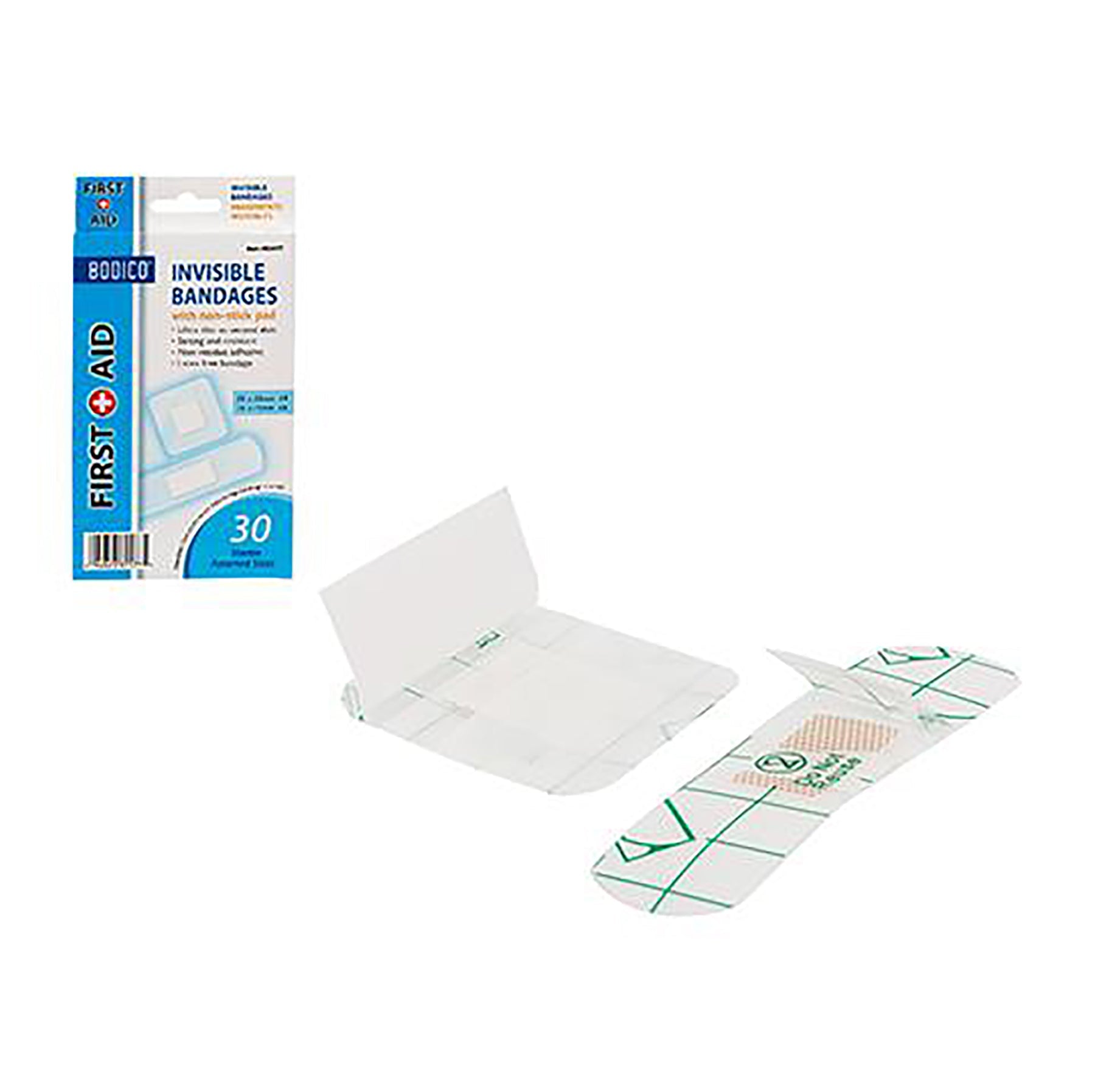 Bodico 30 Invisible Bandages Waterproof Assorted Sizes