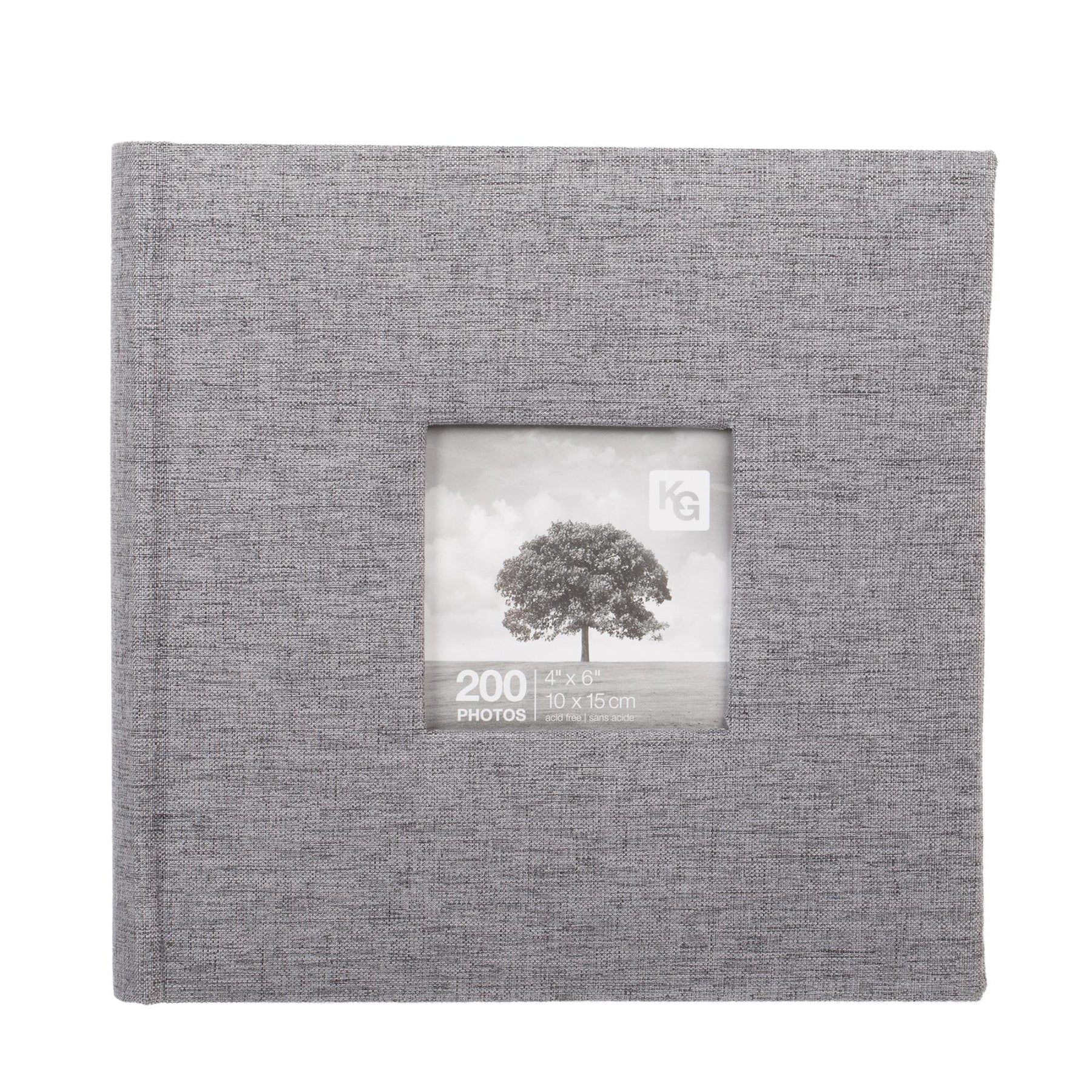 KG Photo Album  200 Pages Grey Linen with Window 4x6in