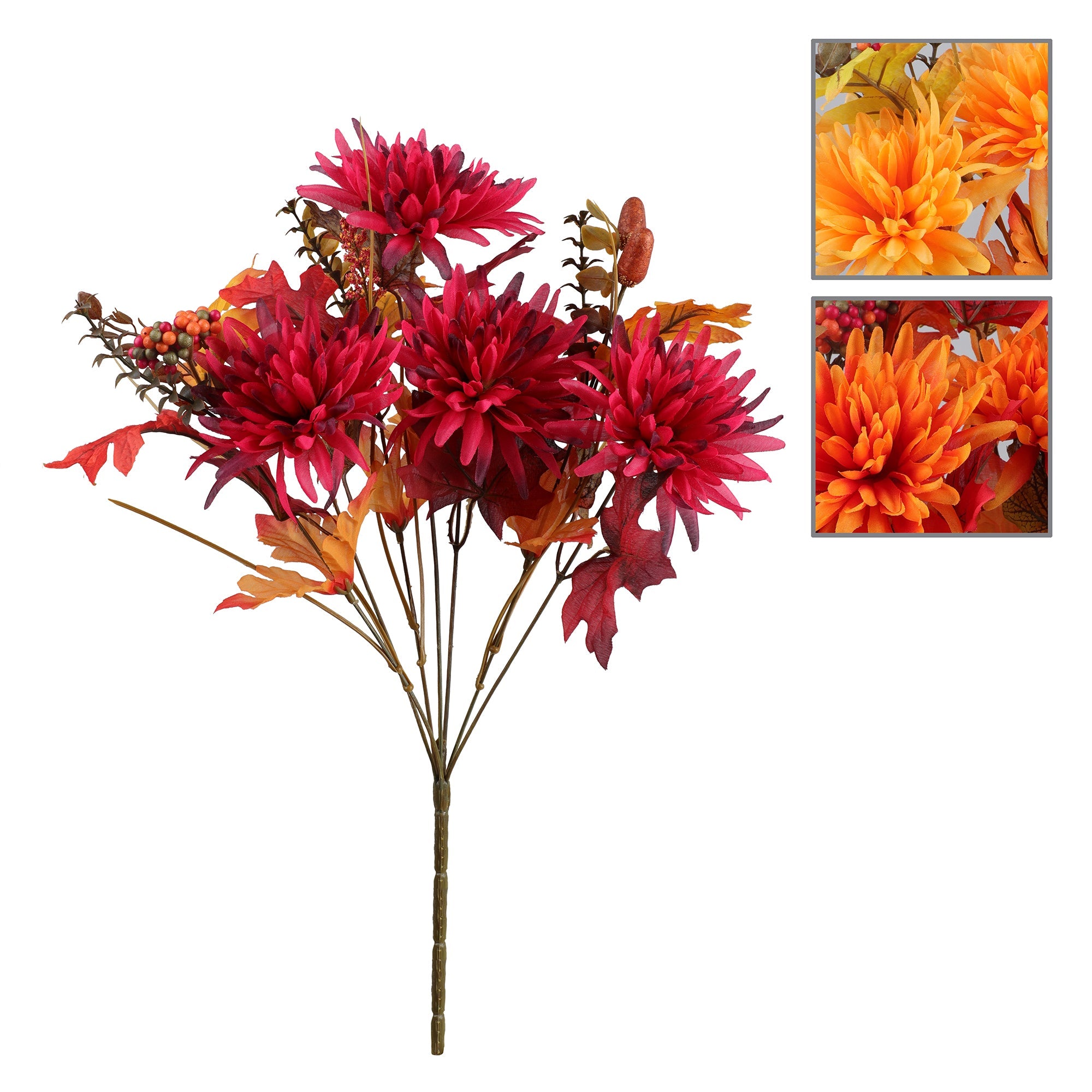 Mum Maple Leaf Bush 17in Red/Orange/Yellow