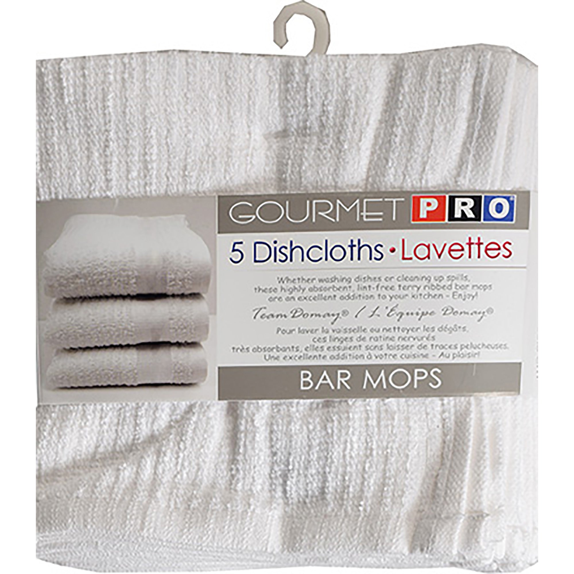 Gourmet Pro 5 White Bar Mop Dishcloths 100% Cotton 12x12in