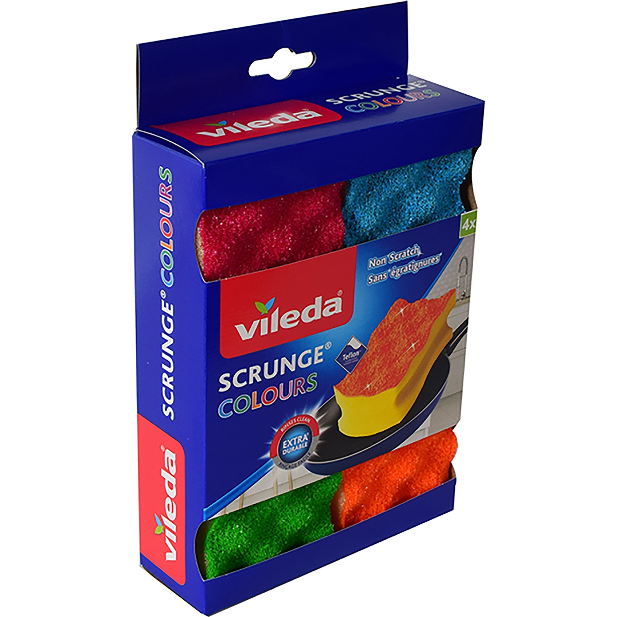 Vileda 4 Colored Scrunges - Dishwasher Safe 3.5x2.5in