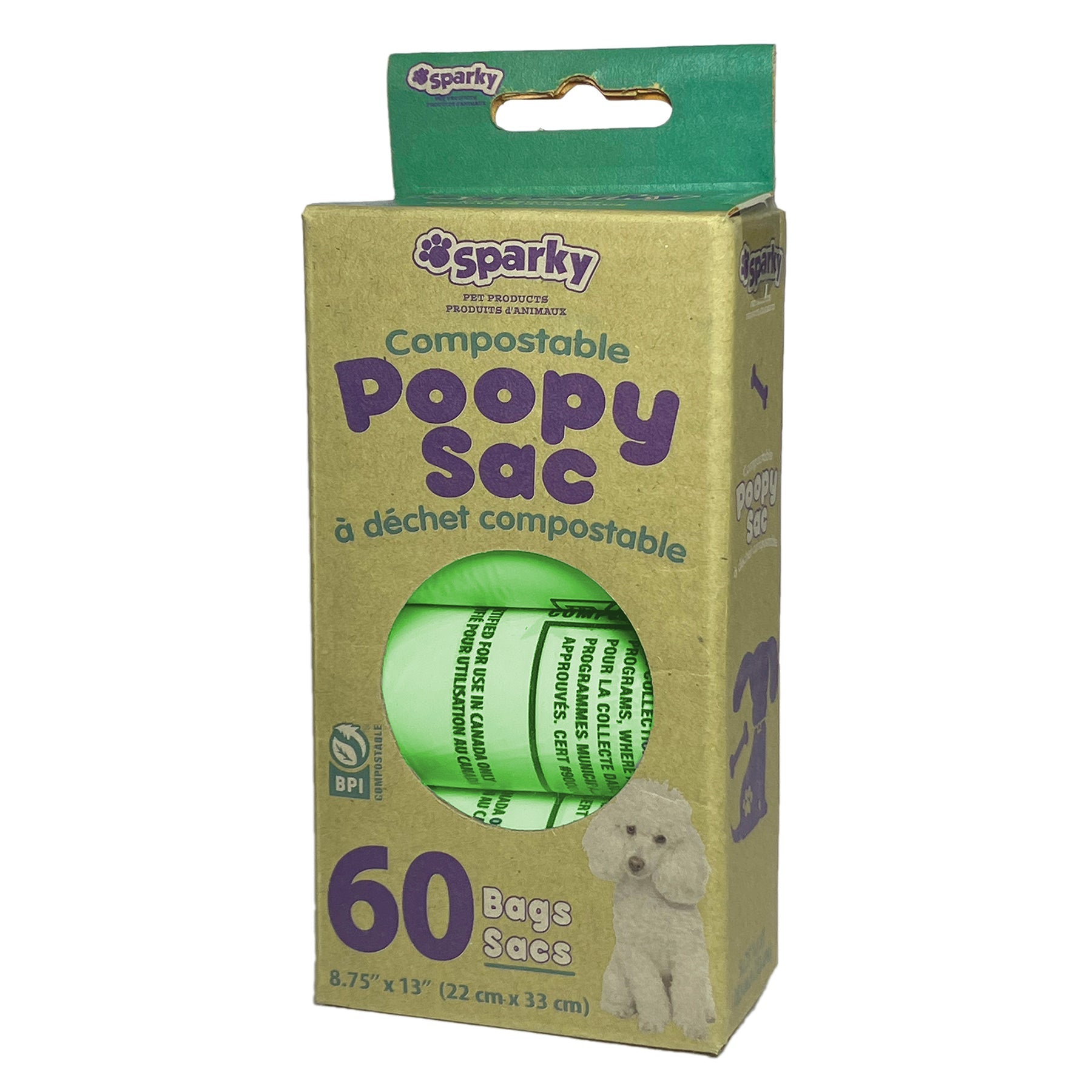 Sparky 60 Poopy Bags Compostable 8.75x13in