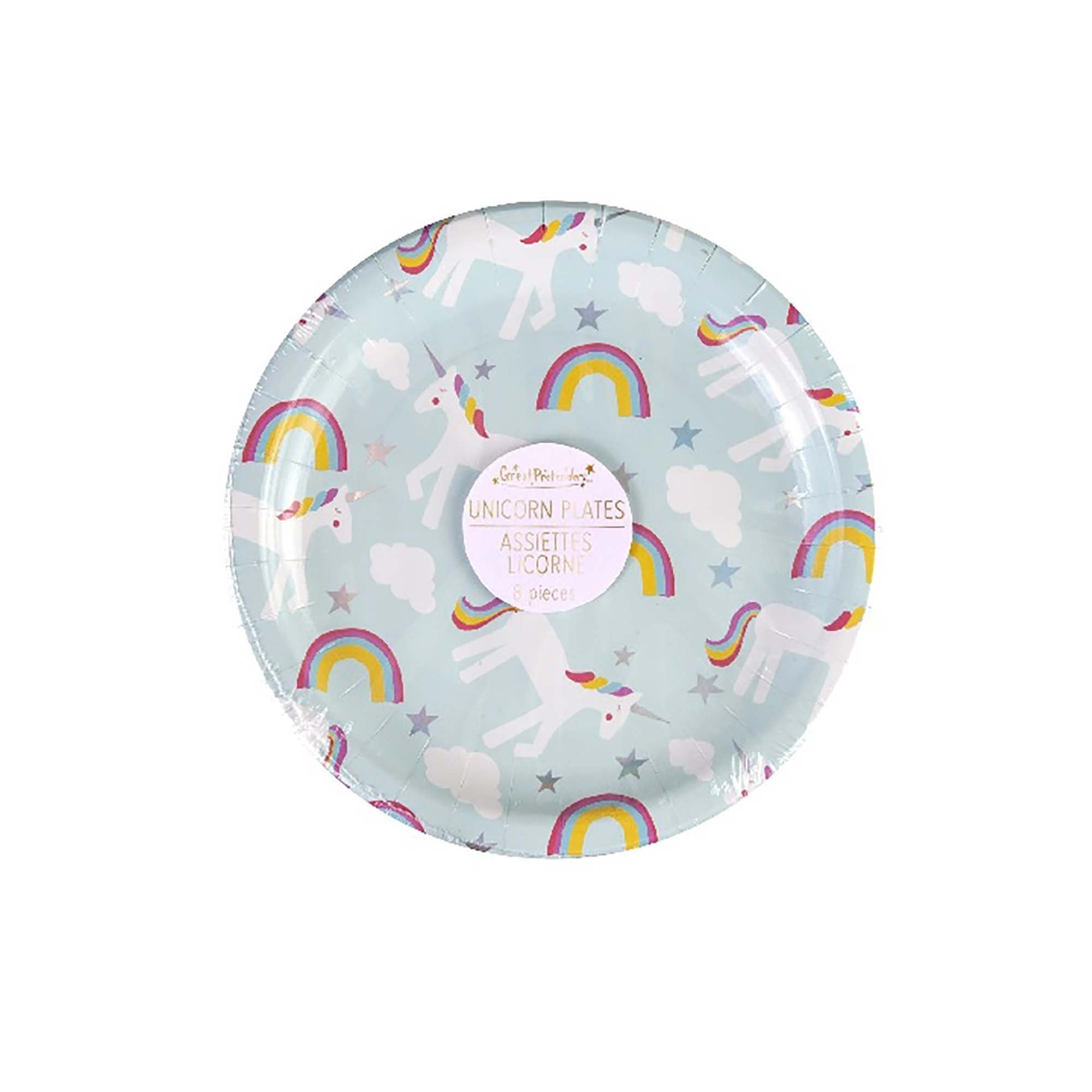 Unicorn 8 Round Paper Plates 7in