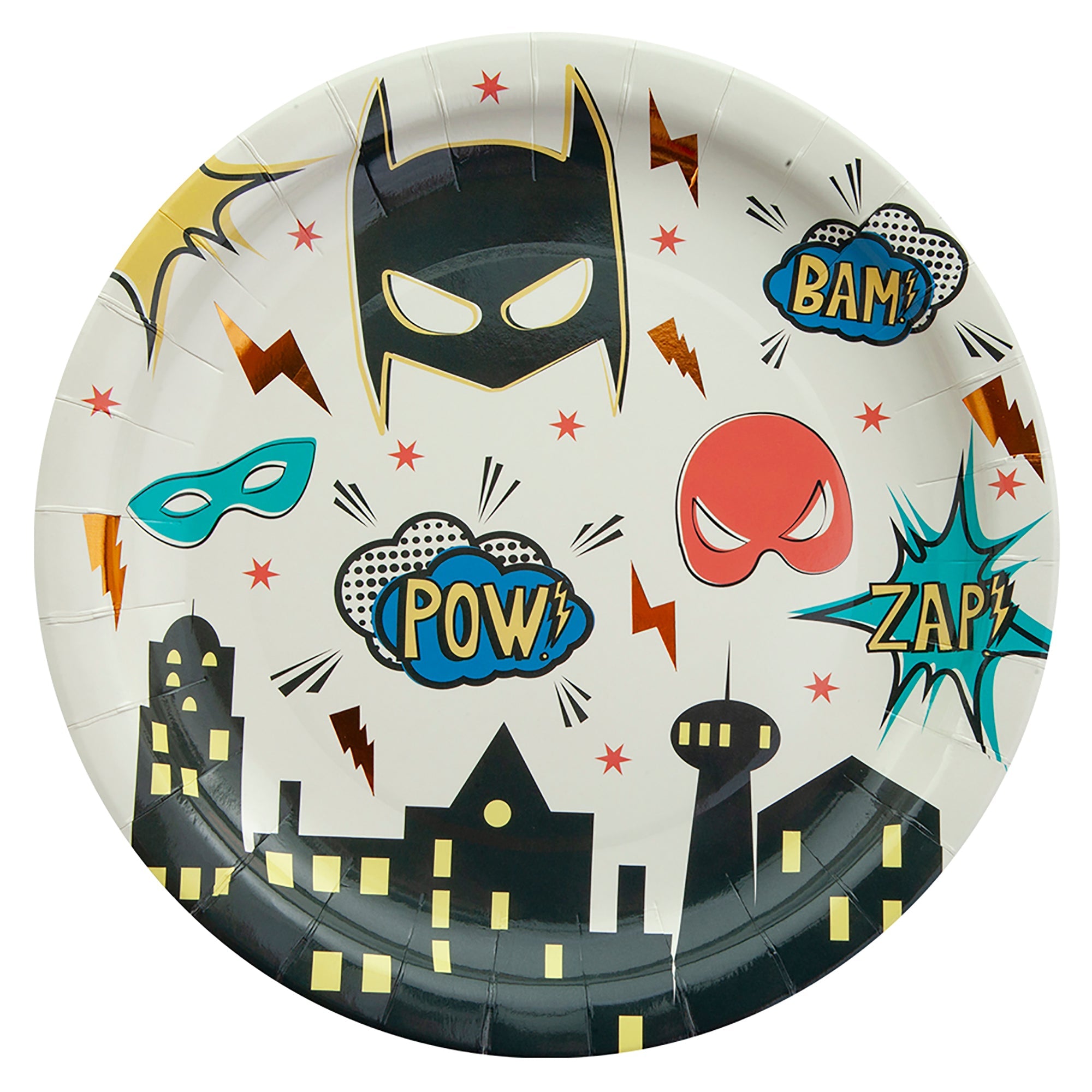 Superhero 8 Round Paper Plates 7in