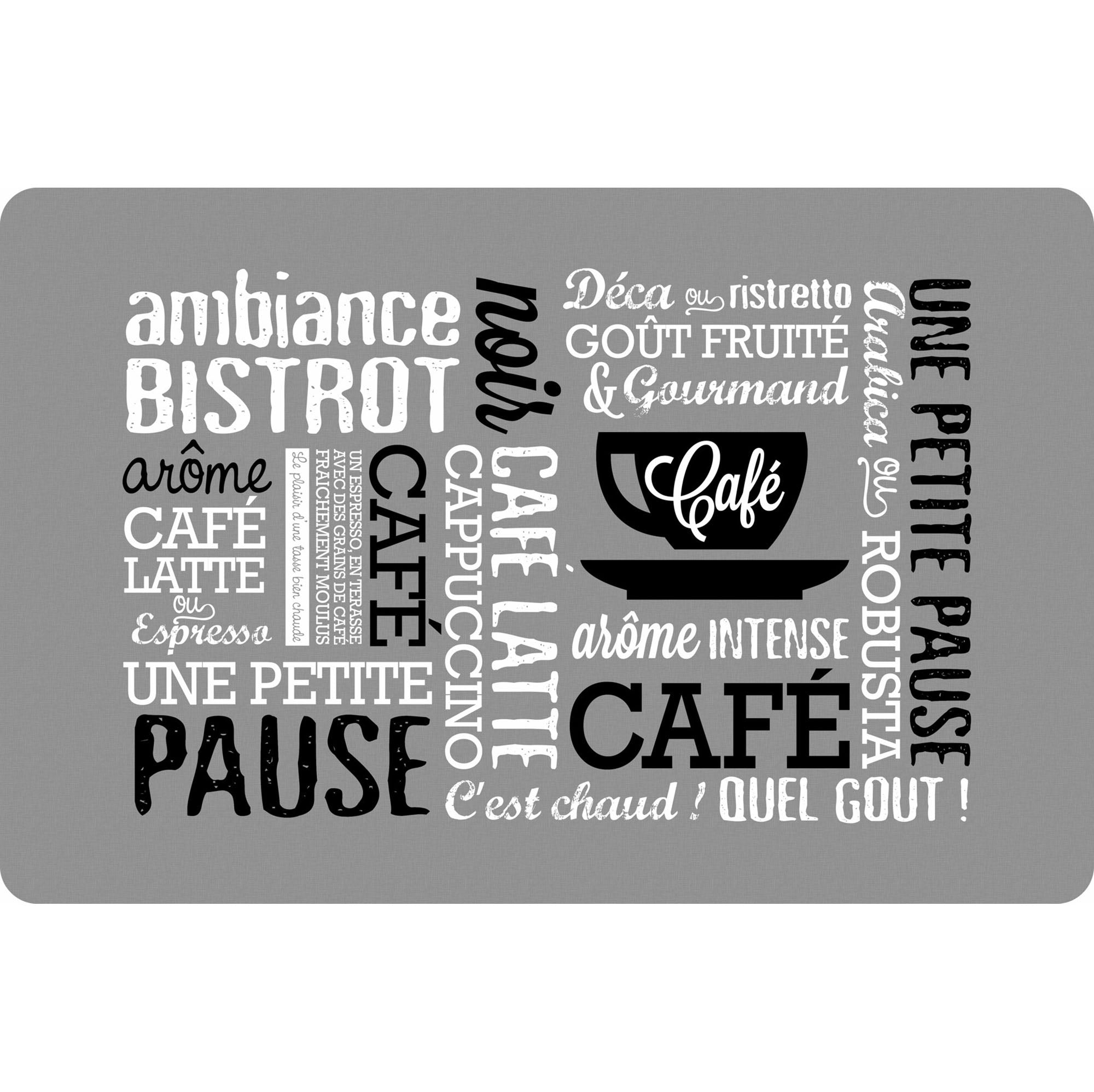 Bistro Grey Polypropylene Placemat - French 17x11.2in