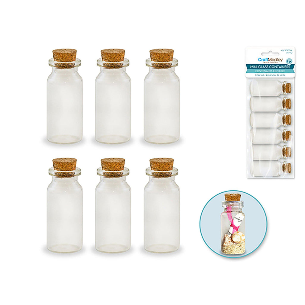 Crafter's Square Mini Clear Glass Containers with Metal Lids