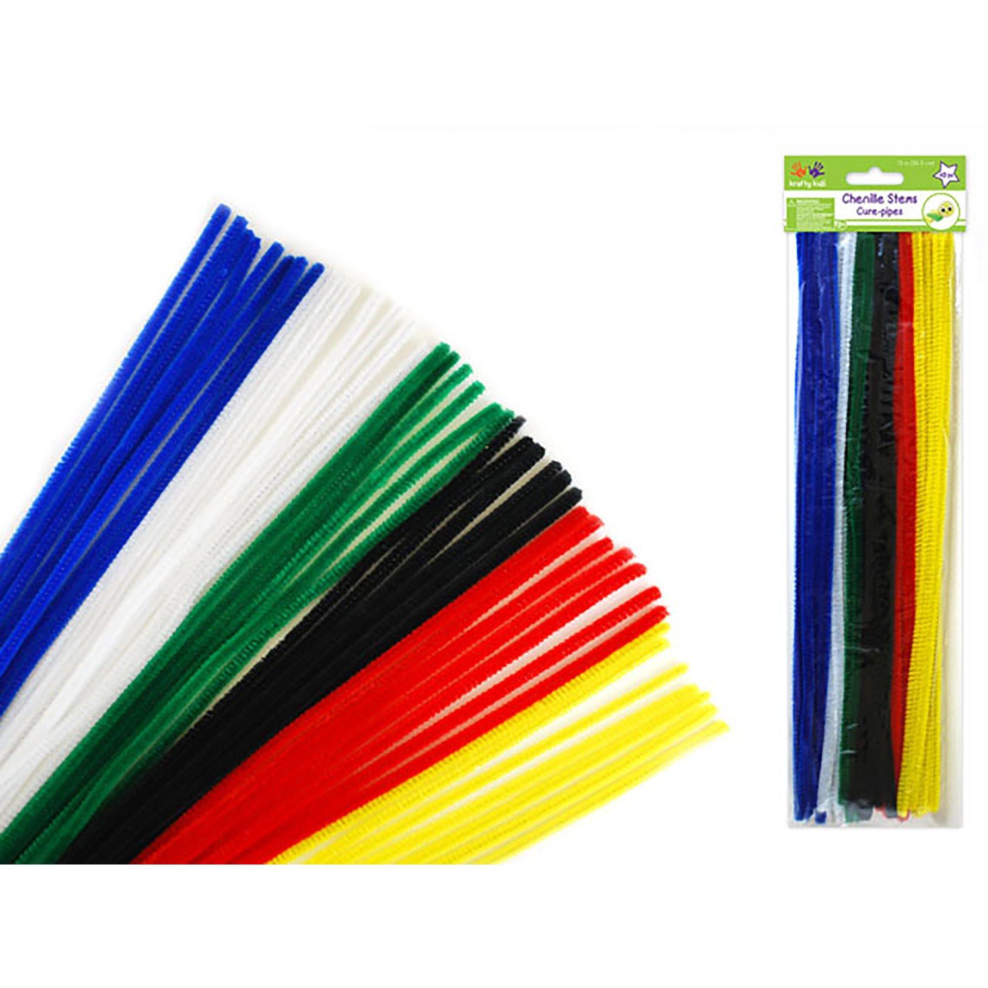 Multi Mix Chenille Stems: 6Mmx30Cm 40/Pk Pipe Cleaners - Dollar Max Dépôt