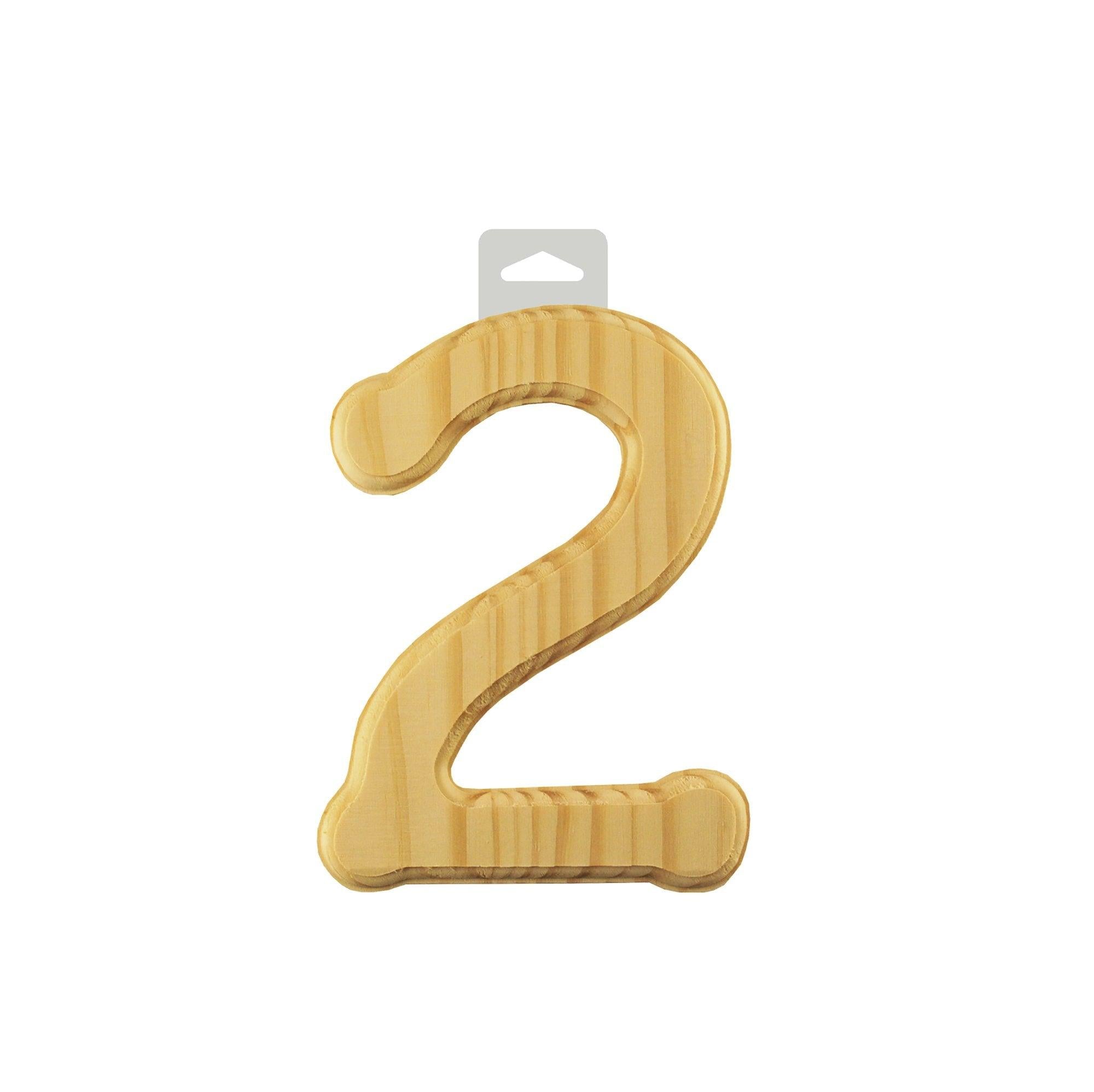 Wood Numbers 2 6in Bevel Cut Natural - Dollar Max Depot