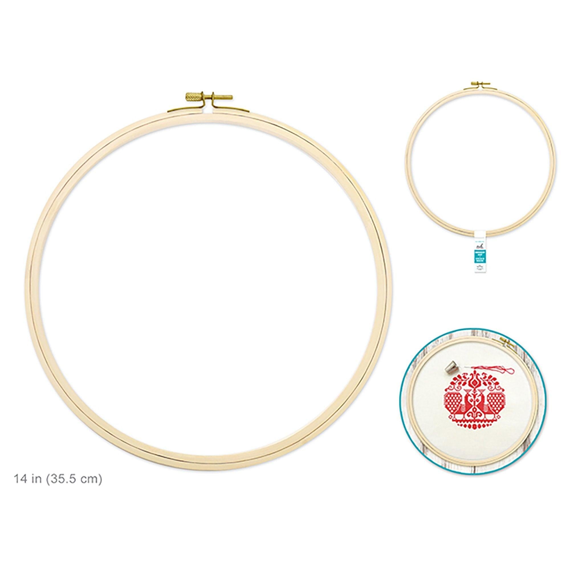 Needlecrafters: 14 inch Embroidery Hoop w/Brass Clamp - Dollar Max Depot