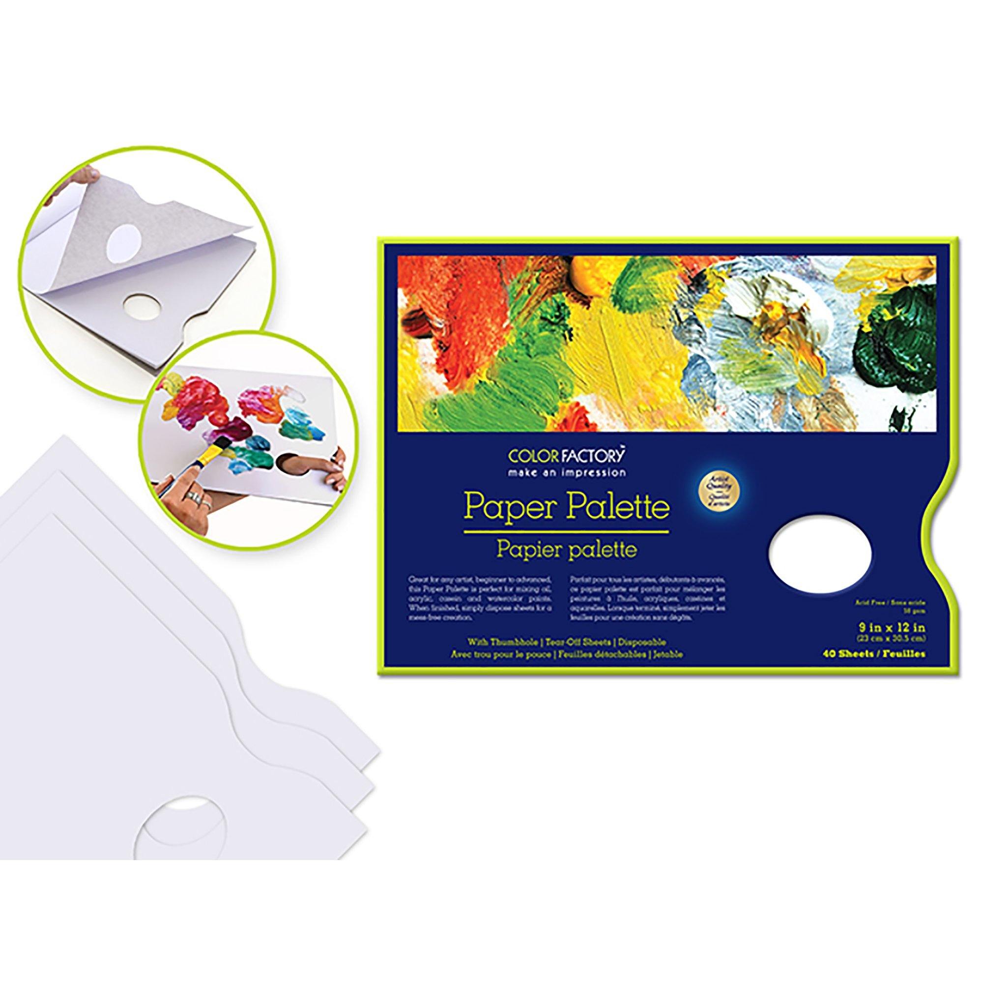 Color Factory: Paper Palette 9"X12" 40 Sheets W/Thumbhole 58Gsm - Dollar Max Dépôt