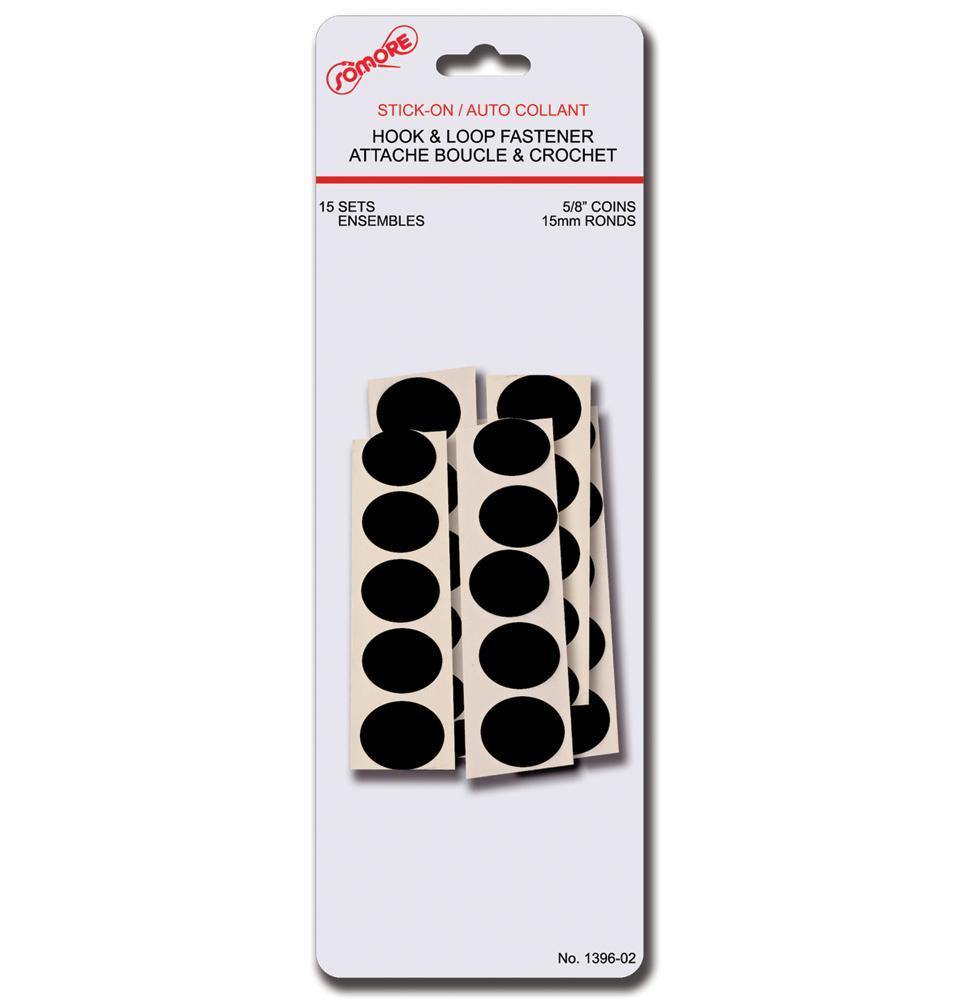 Hook & Loop Fastener - 15 Stick-On Black - 5/8" Coins - Dollar Max Depot