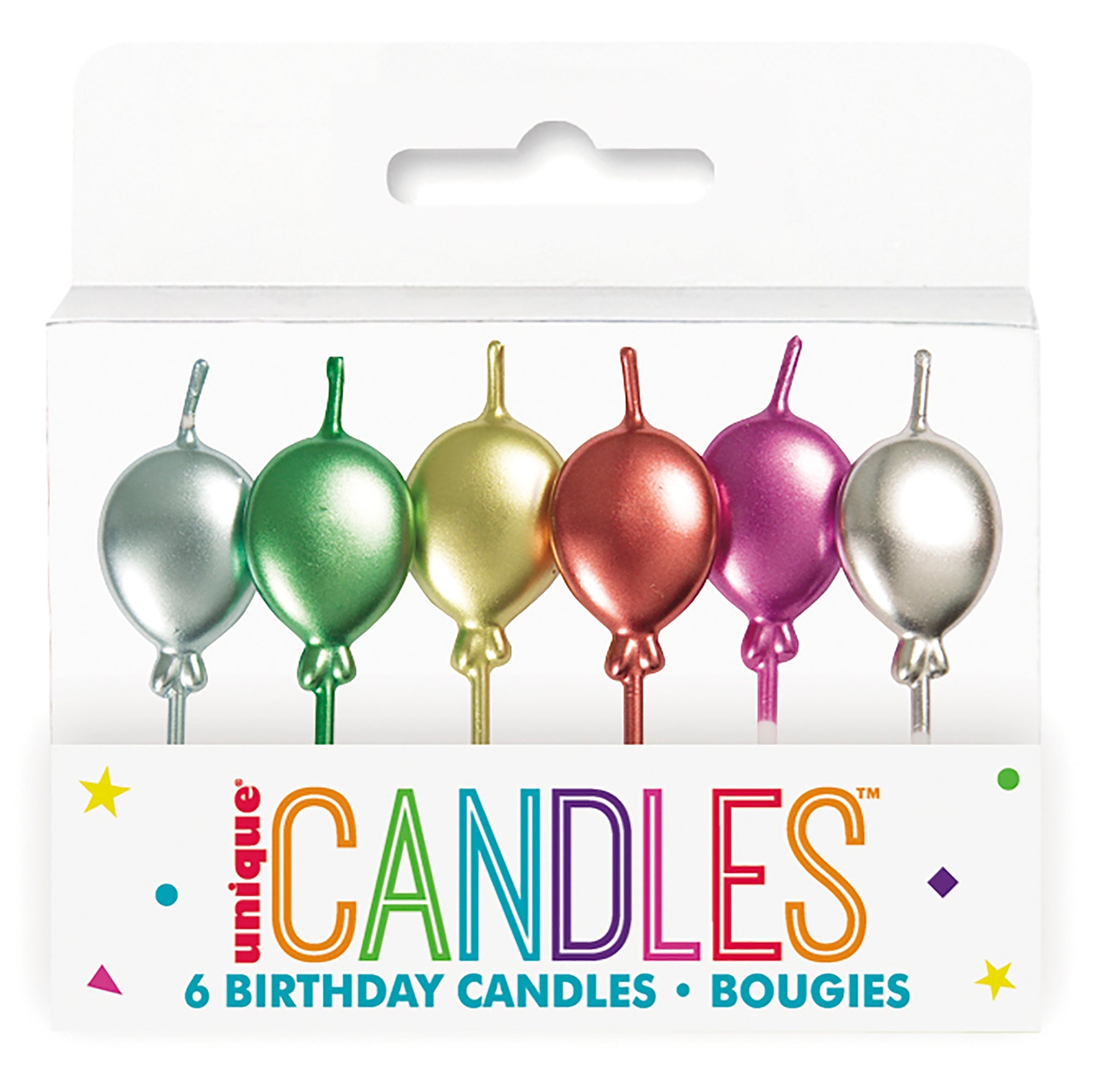 6 Birthday Candles Picks Metallic Balloon 2.5in