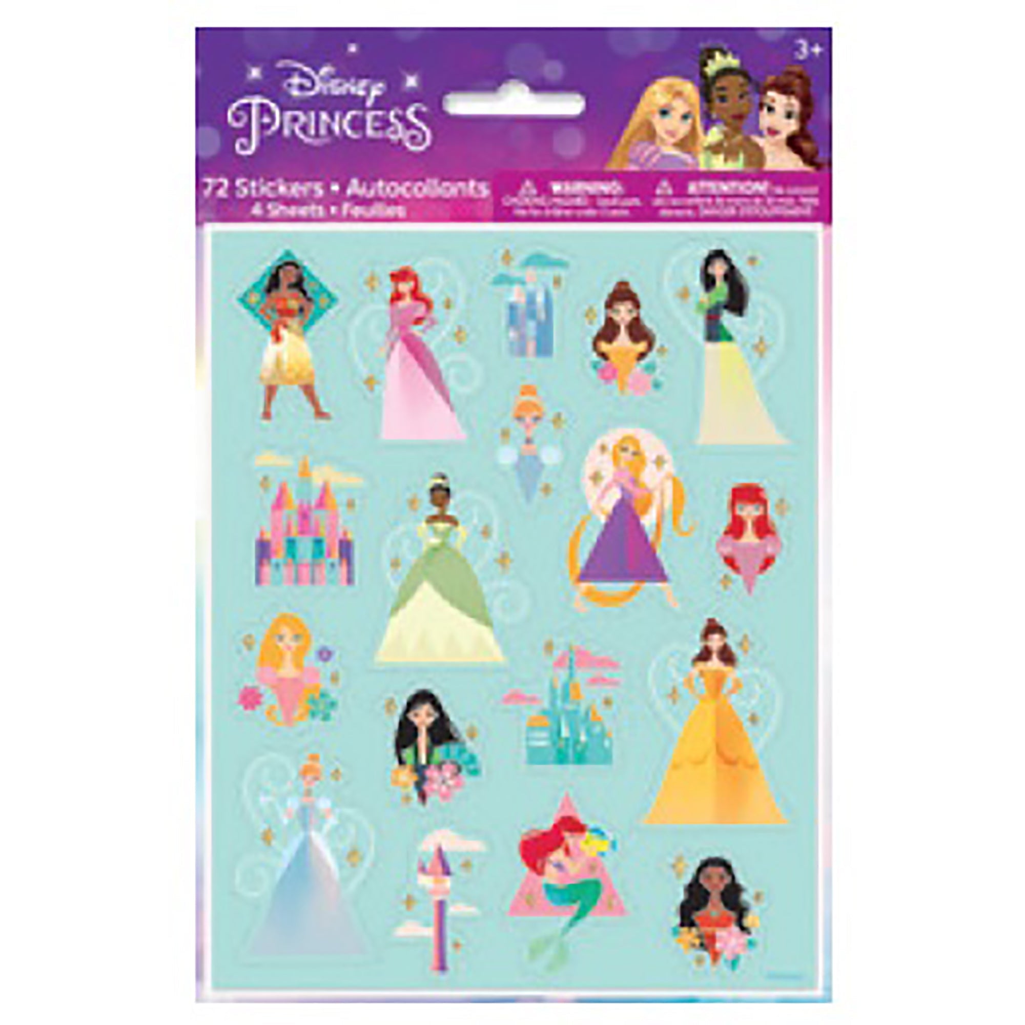 Disney Princess Stickers with Glitter Accents 4 Sheets