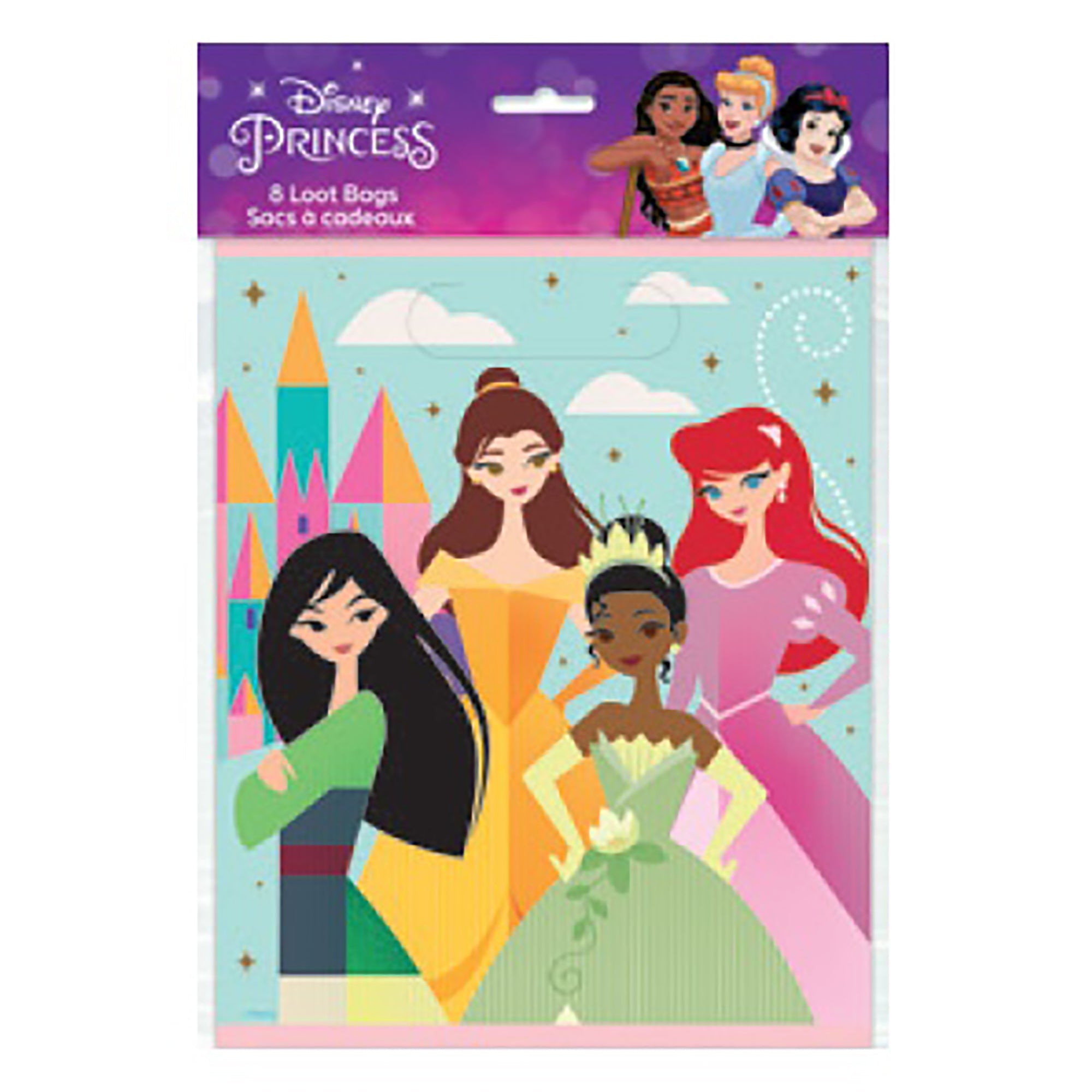 Disney Princess 8 Plastic Loot Bags 7.25x9in