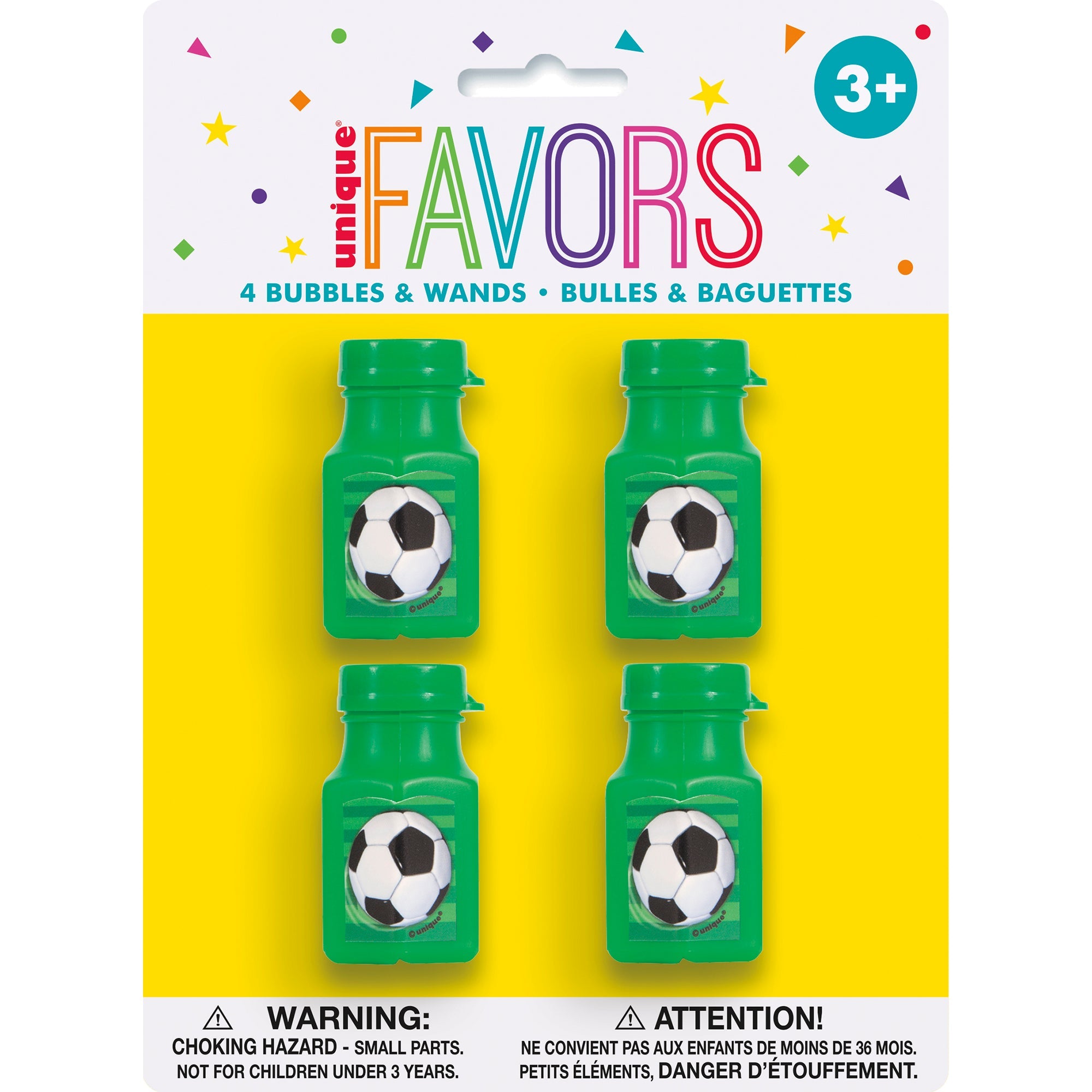 3D Soccer 4 Bubbles and Wands Bottles 