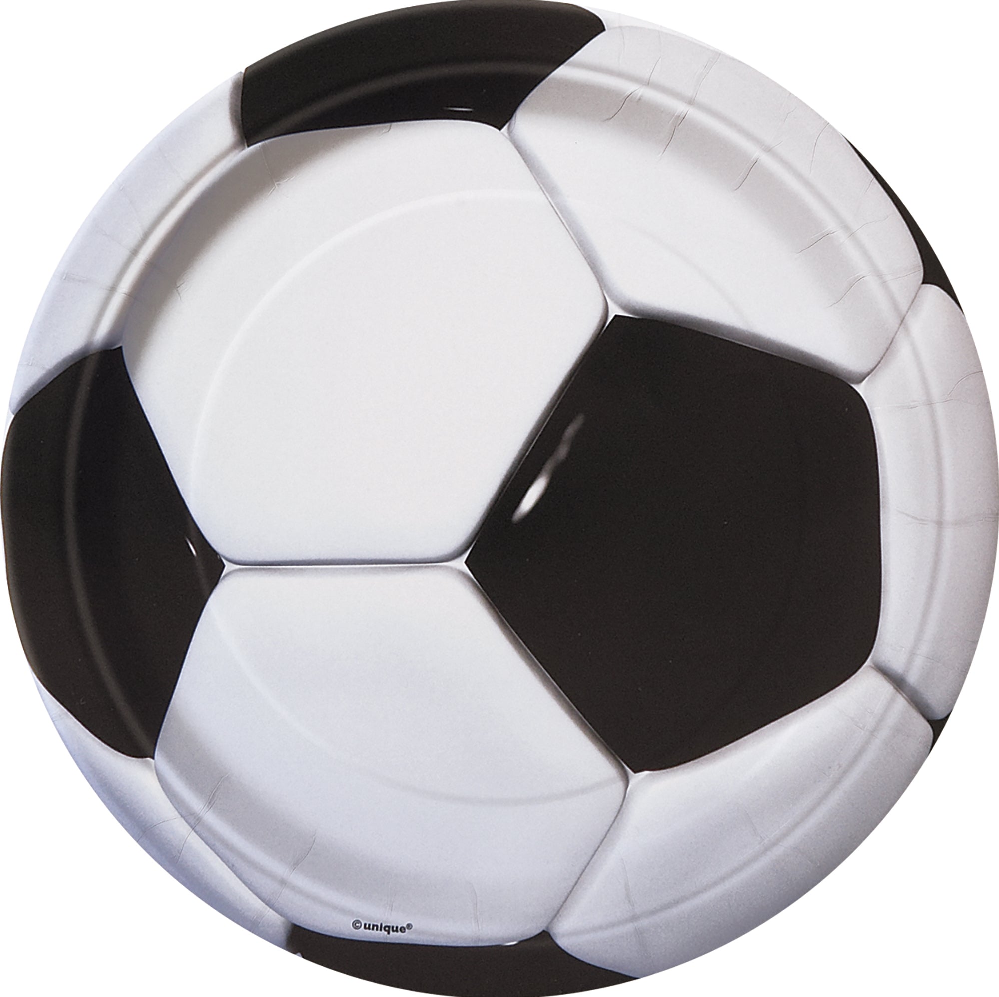 3D Soccer 8 Round Paper Plates 9in