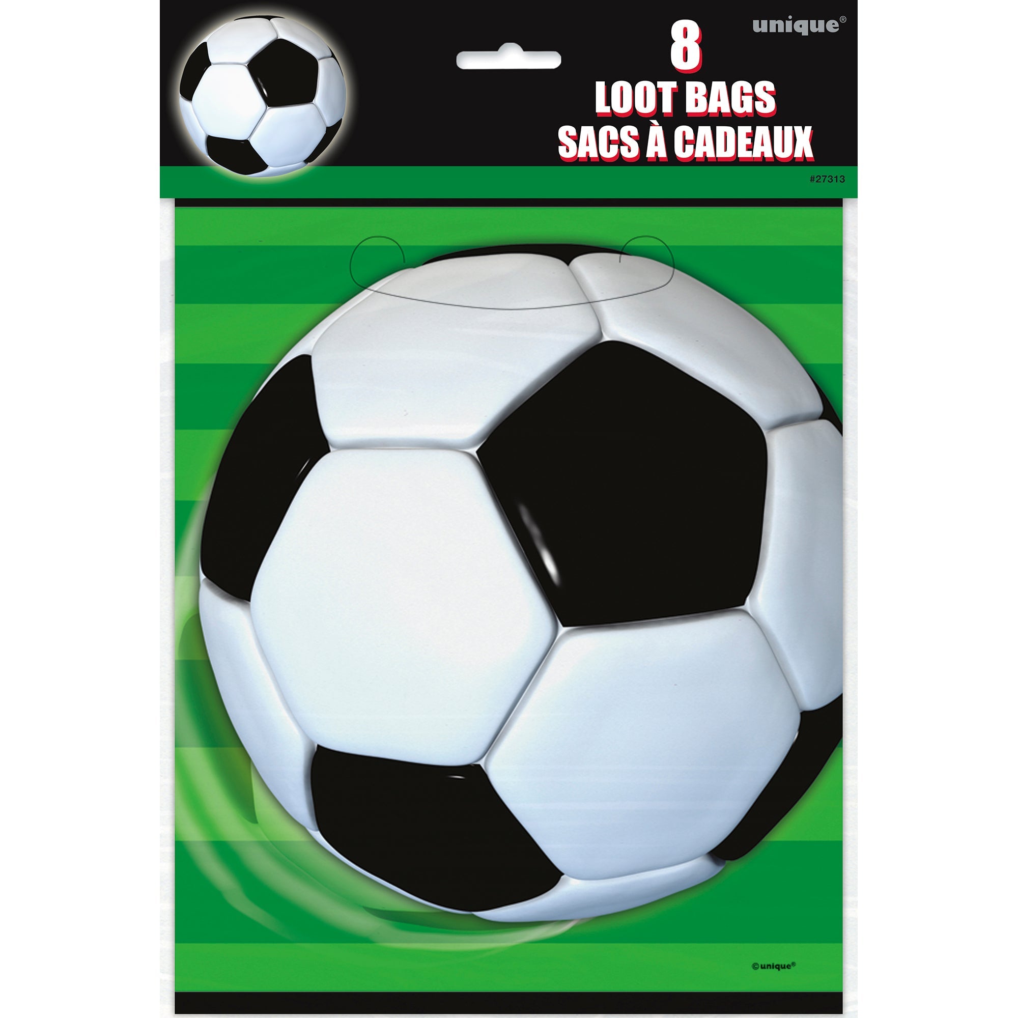 3D Soccer 8 Plastic Loot Bags 7.25x9in