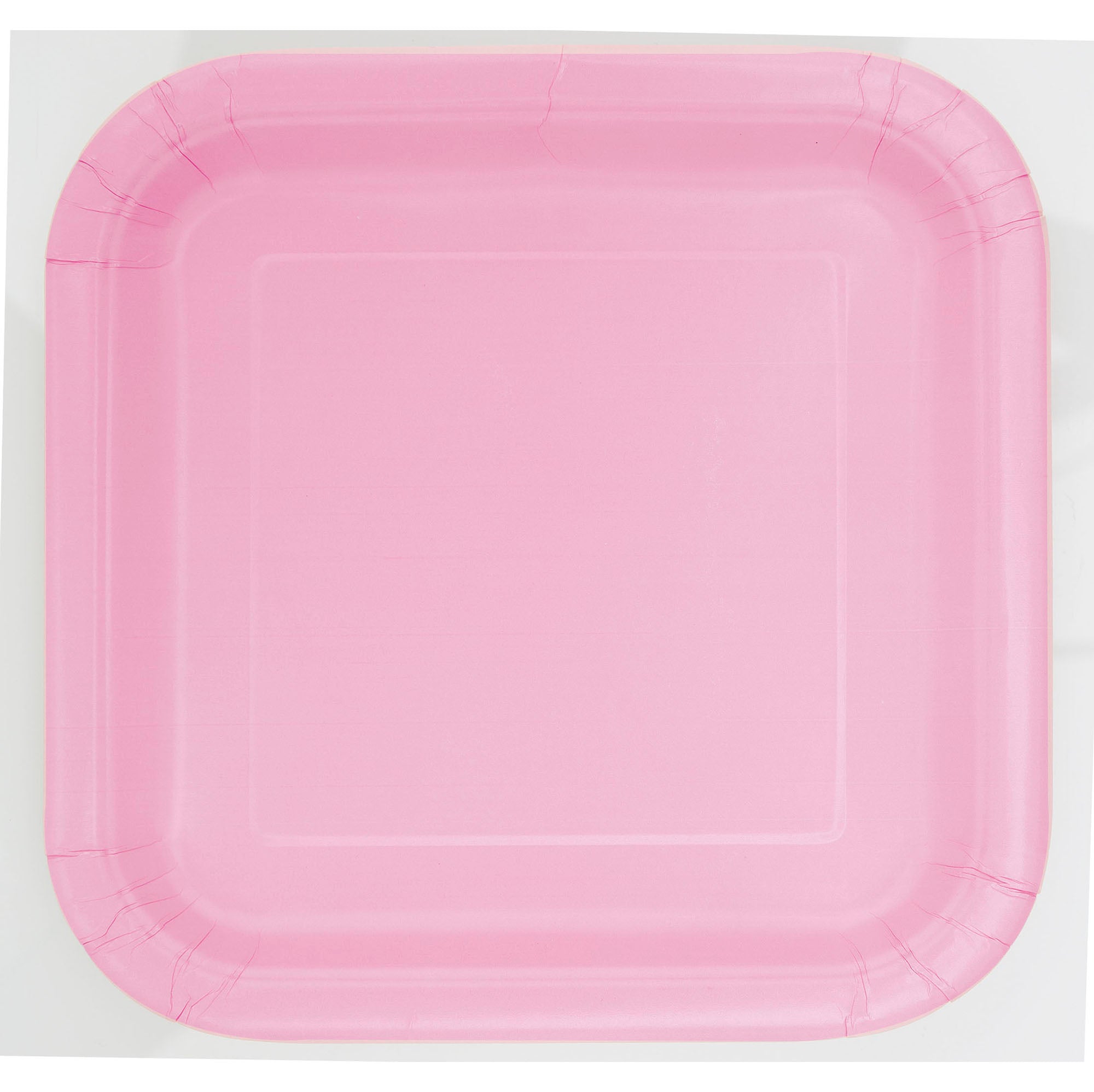 16 Square Paper Plates Lovely Pink 7in