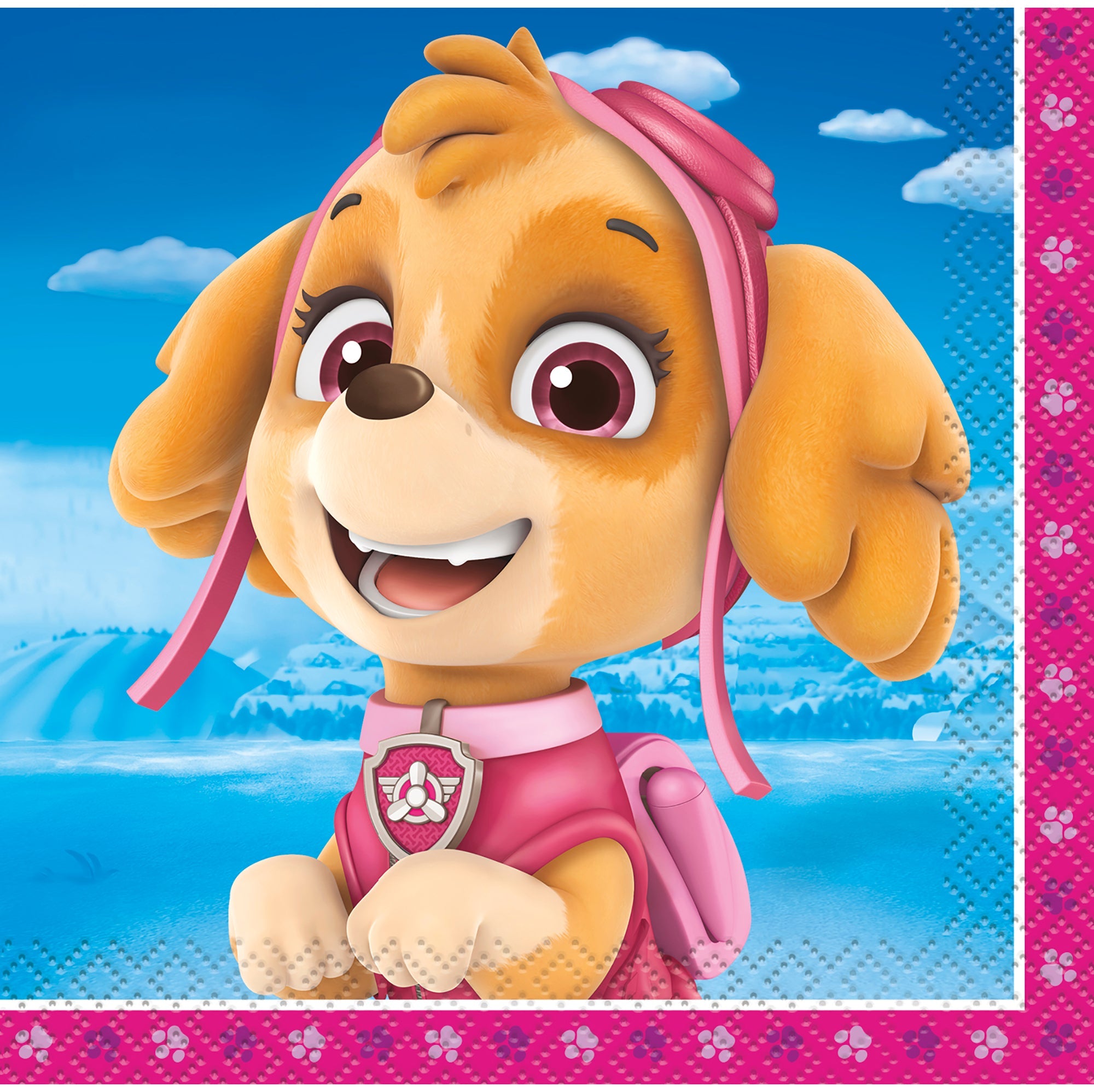 Paw Patrol Pink 16 Beverage Napkins 9.75x9.75in