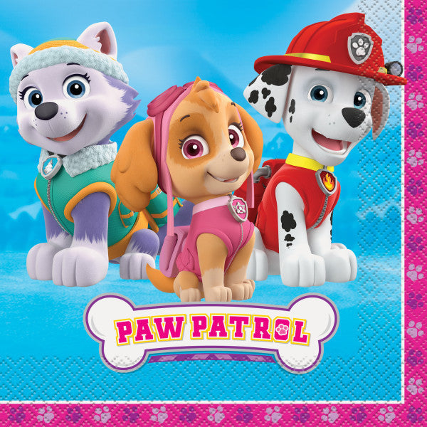 Paw Patrol Pink 16 Luncheon Napkins 12.75x12.75in