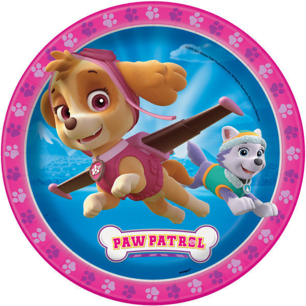 Paw Patrol Pink 8 Round Paper Plates 9in