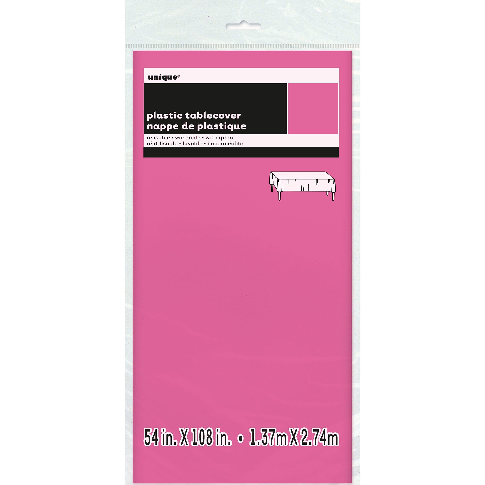 Plastic Table Cover Hot Pink 54x108in