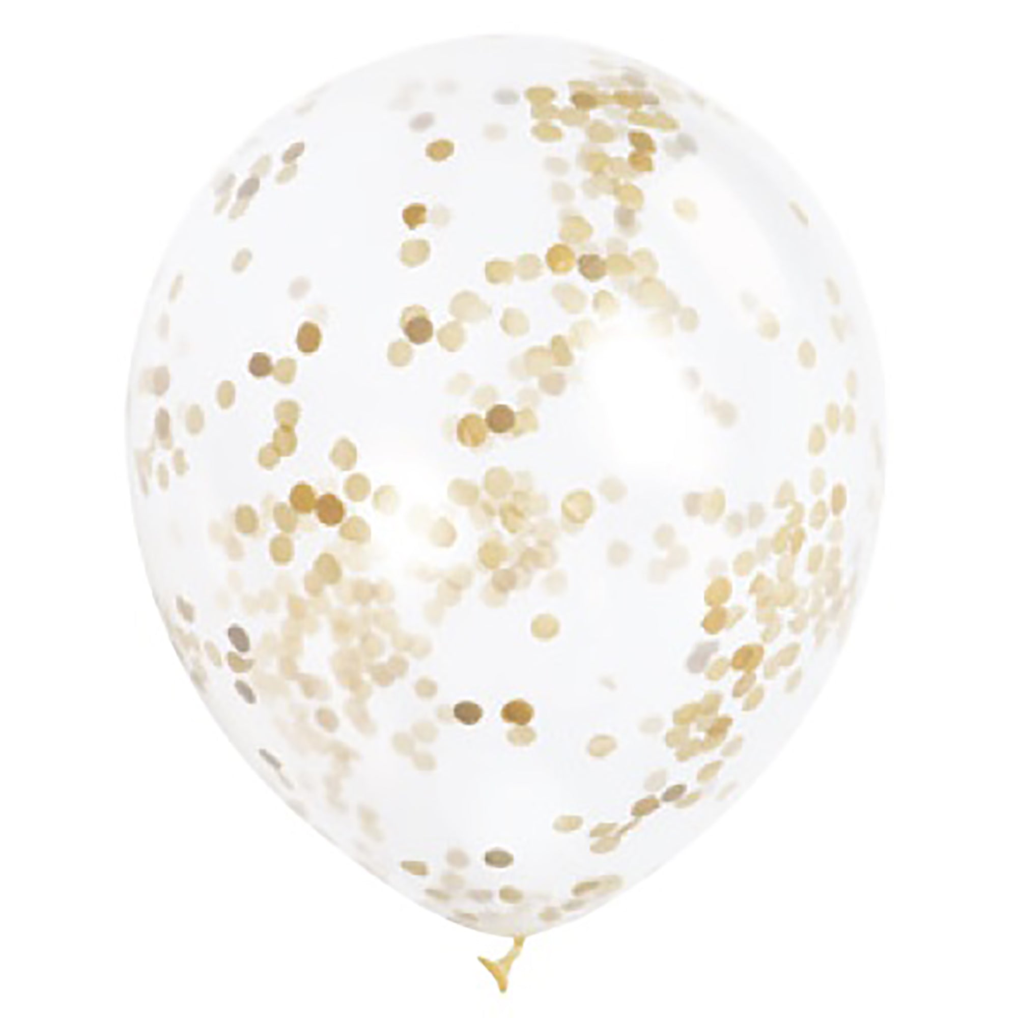 6 Clear Latex Balloons 12in with Gold Tissue Confetti 