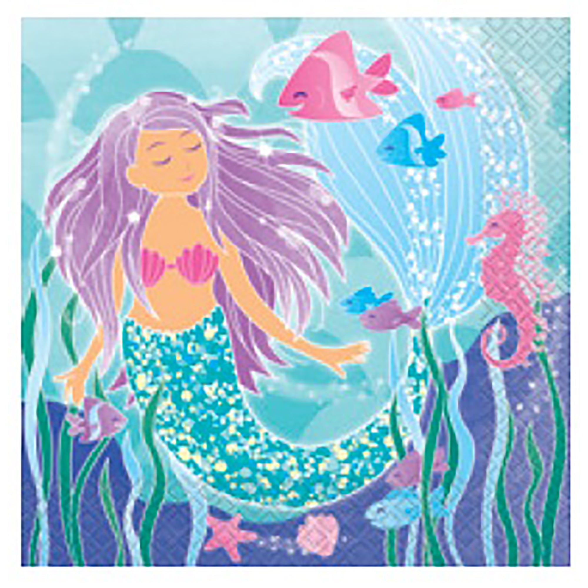 Mermaid 16 Luncheon Napkins 12.75x12.75in