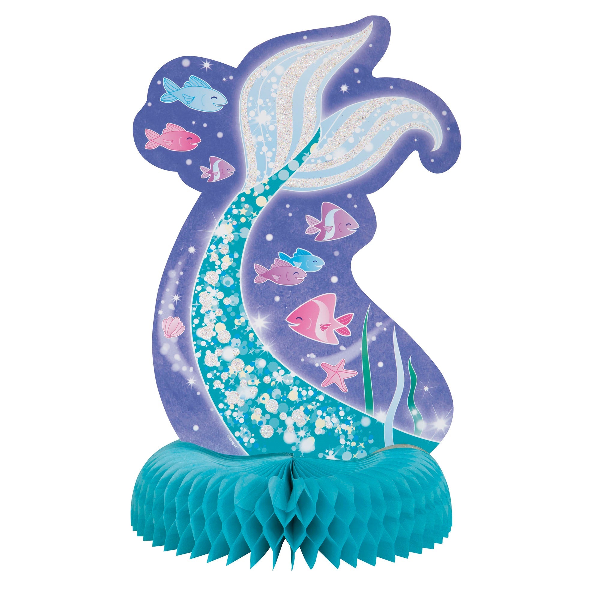 Mermaid Honeycomb Centerpiece  Paper and Glitter 14in