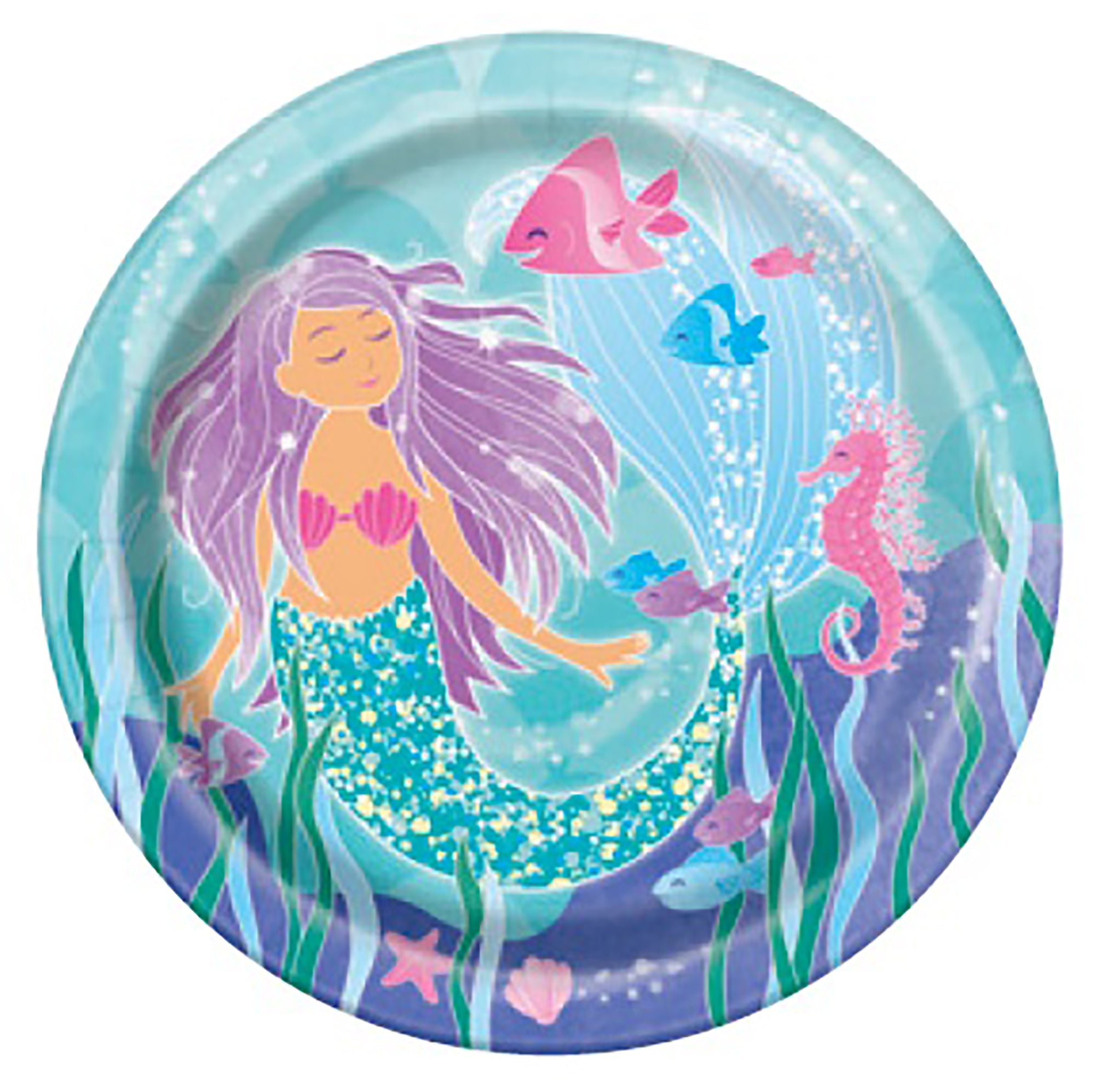 Mermaid 8 Round Paper Plates 9in