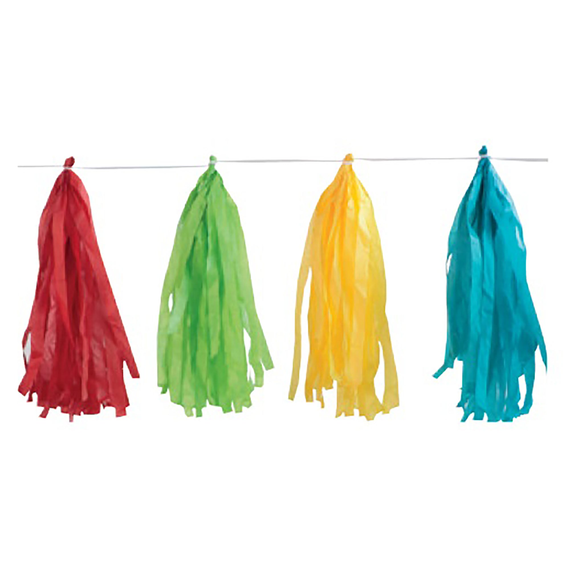 Tissue Tassel Garland Rainbow 9ft Contains 15 Tassels