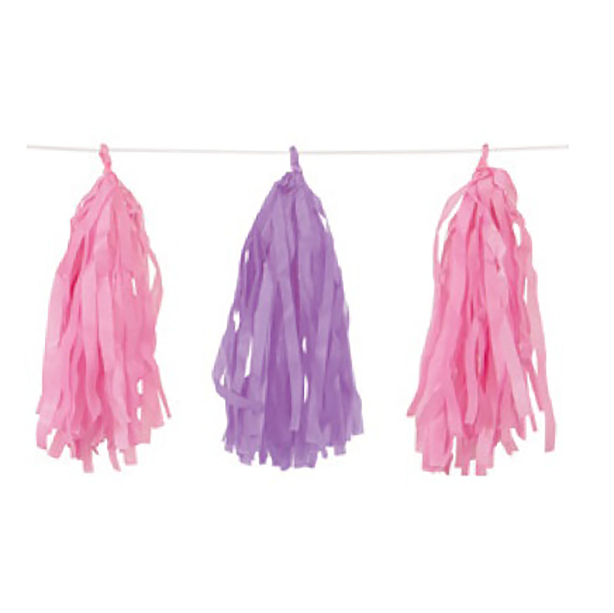 Tissue Tassel Garland Pink and Purple 9ft Contains 15 Tassels