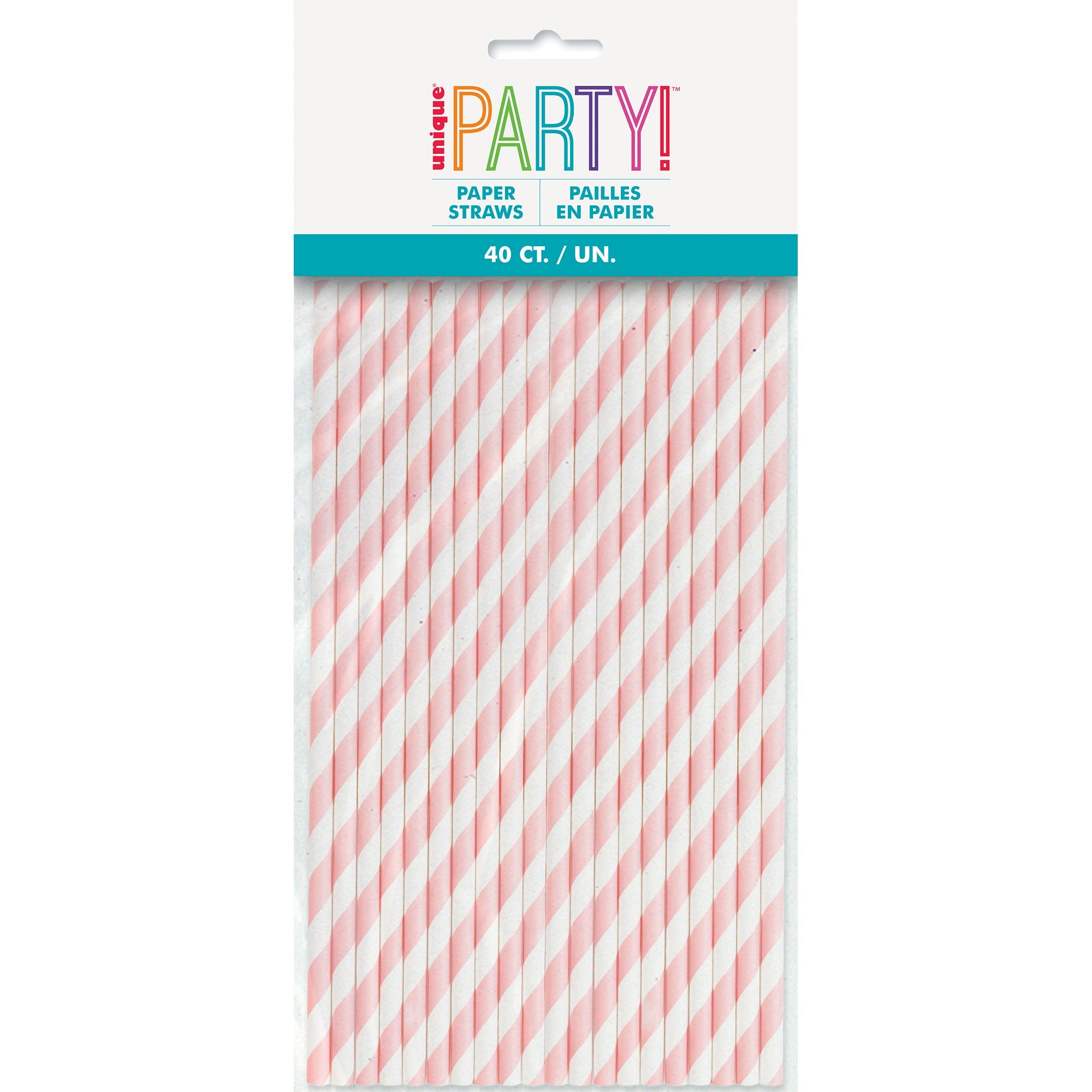 40 Paper Straws  Lovely Pink and White