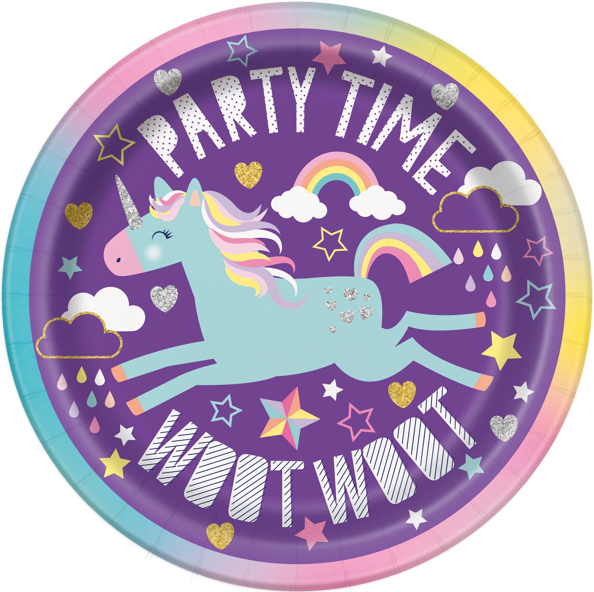 Unicorn 8 Round Paper Plates 7in