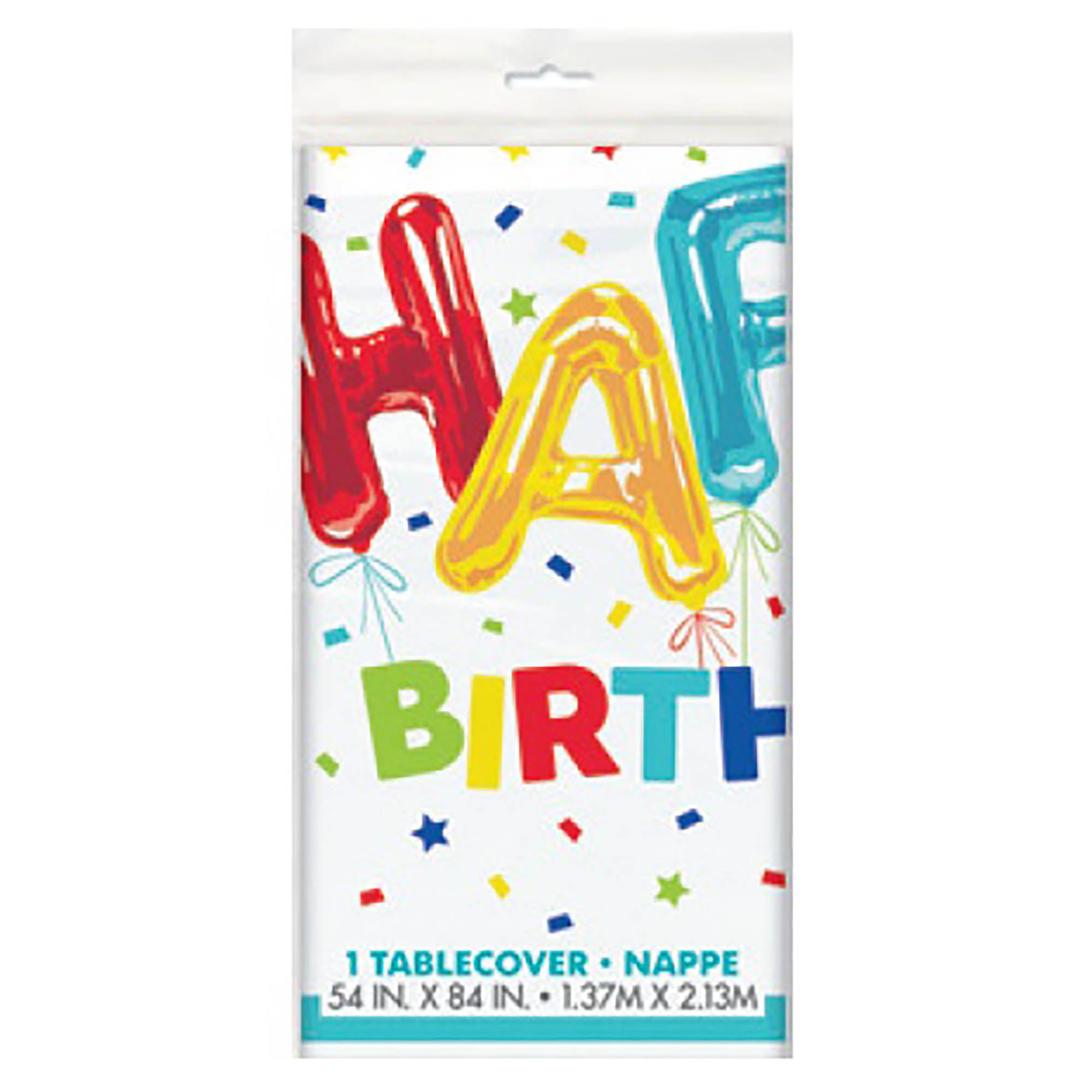 Happy Balloon Birthday Plastic Table Cover 54x84in