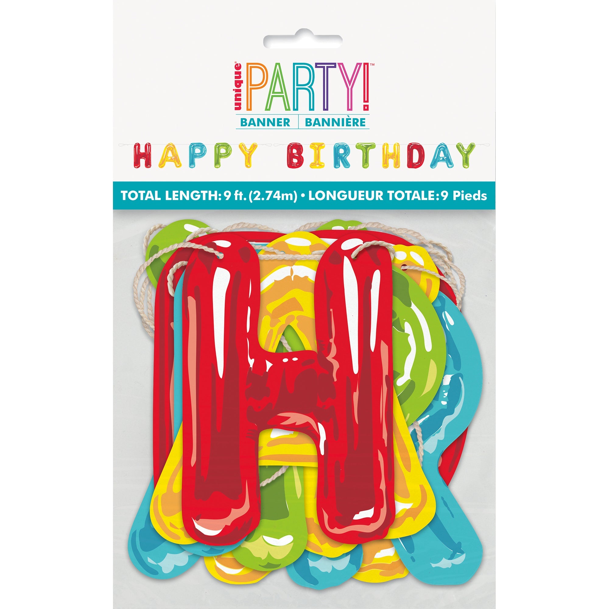 Happy Balloon Birthday Letter Banner 9ft 2pcs