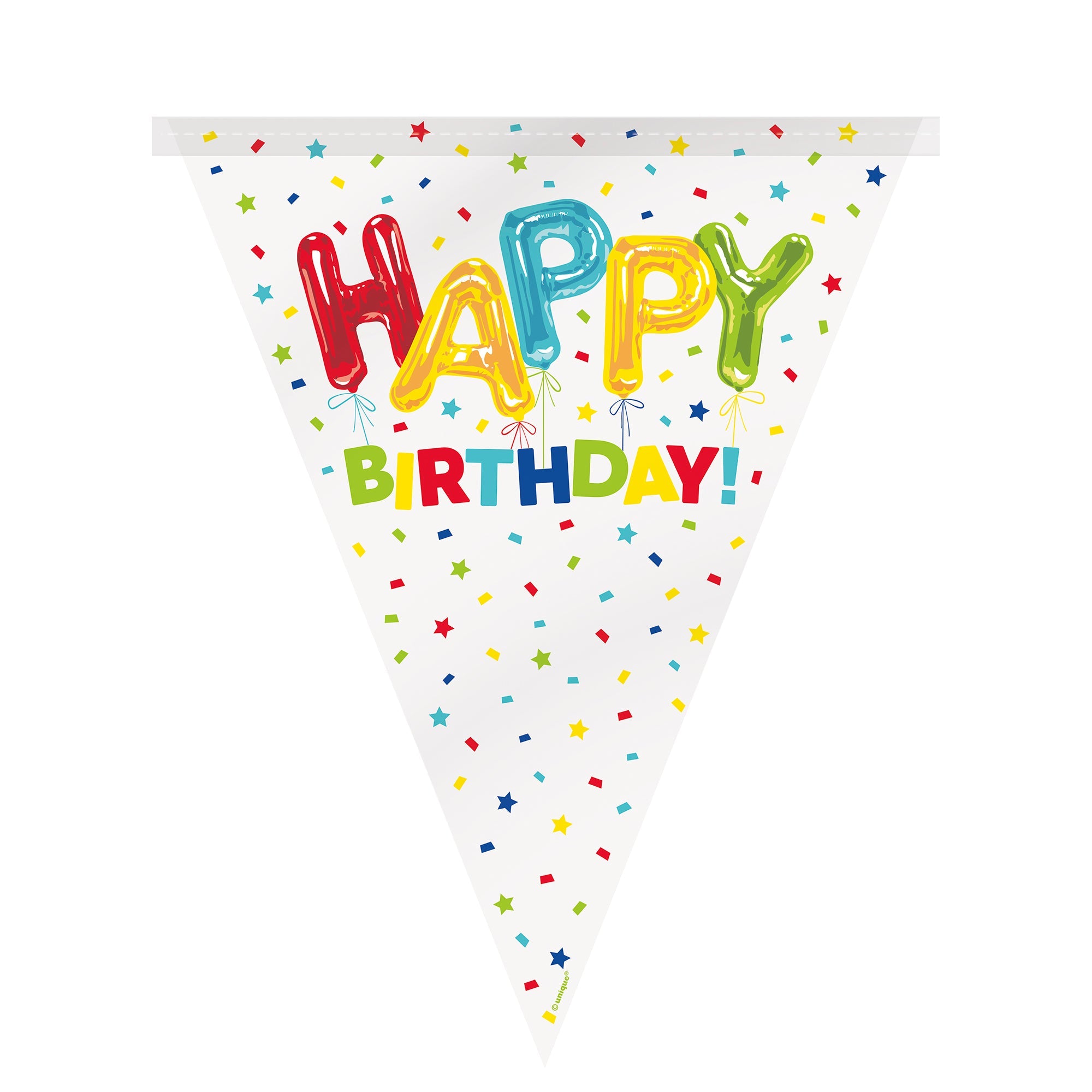 Happy Balloon Birthday Plastic Flag Banner 12ft